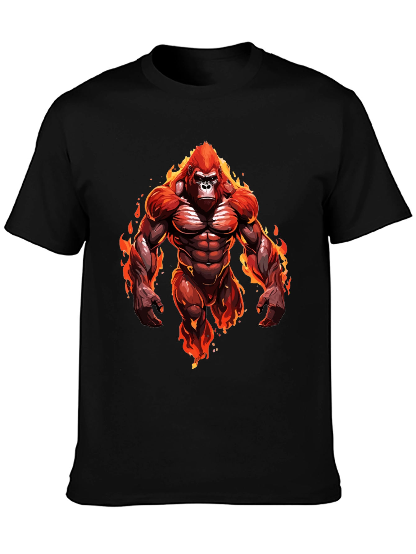 Fiery Gorilla Graphic Tee - Bold Black T-Shirt