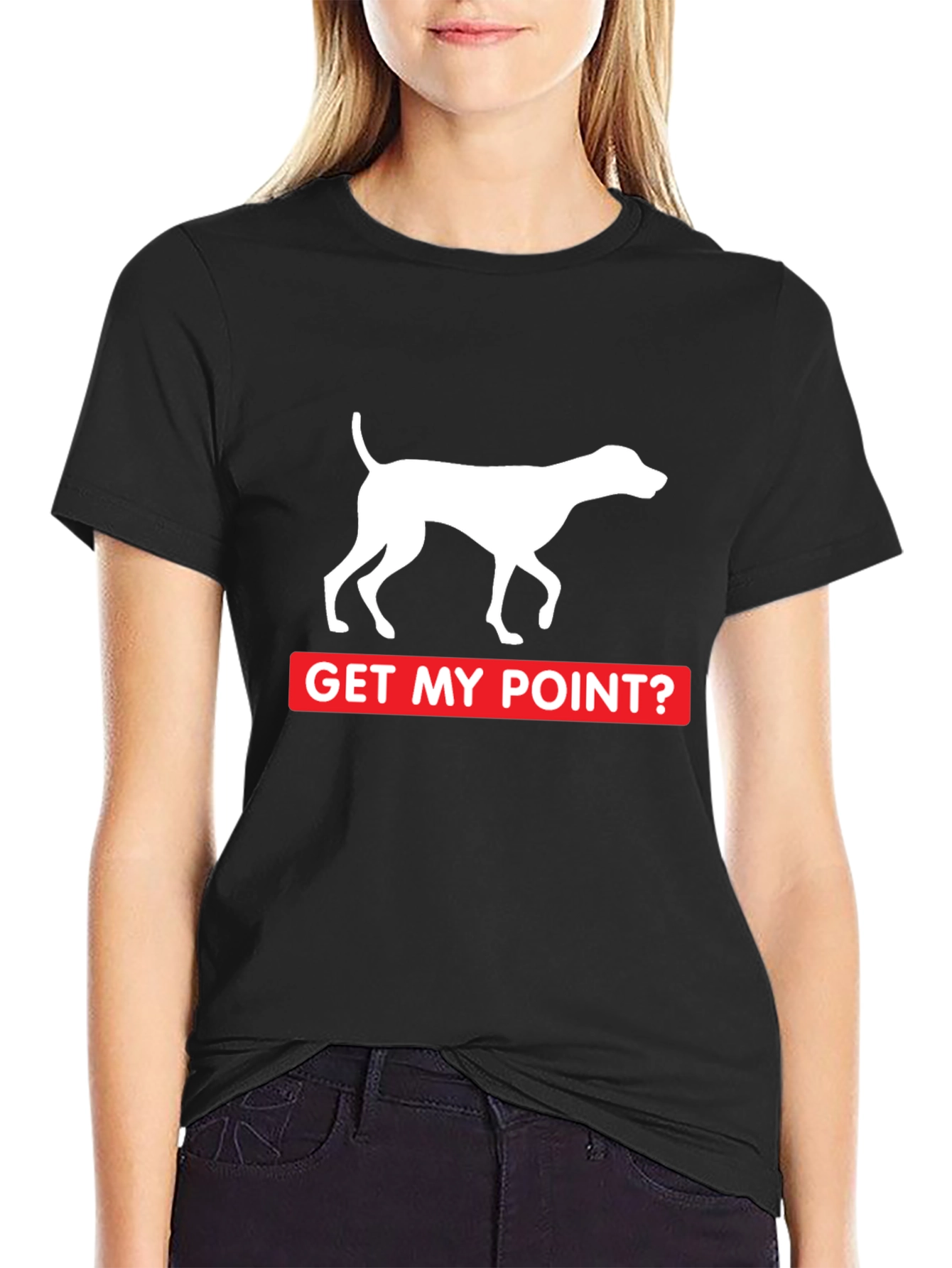 Get My Point? Dog Pointer Graphic Tee - Black