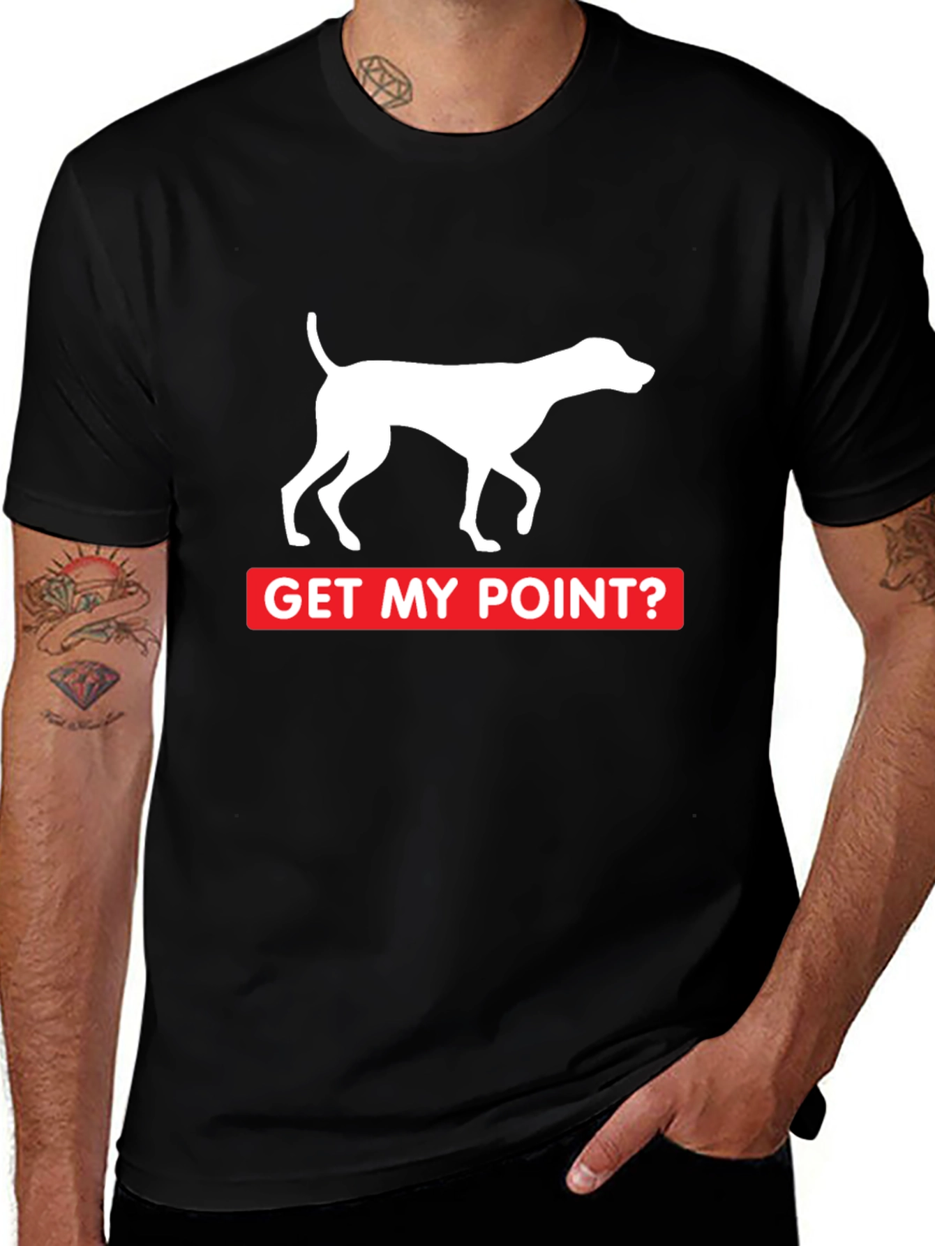 Get My Point? Dog Pointer Graphic Tee - Black