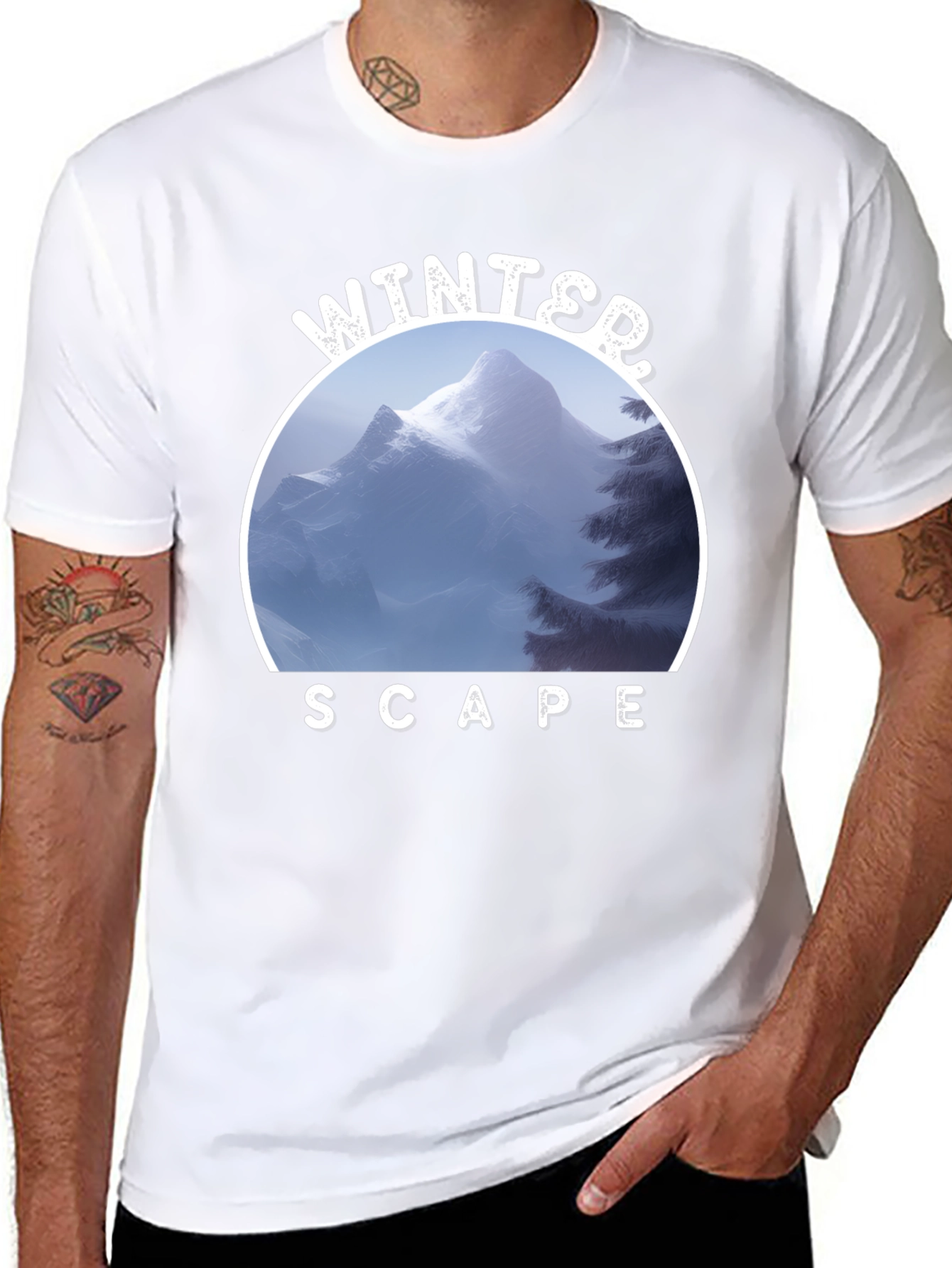 Winter Scape T-Shirt - Mountain Scene Graphic Tee