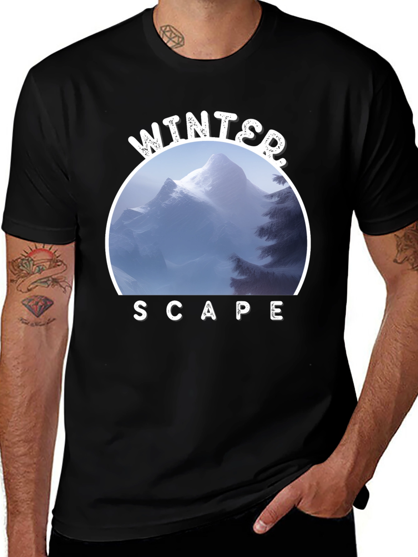 Winter Scape T-Shirt - Mountain Scene Graphic Tee