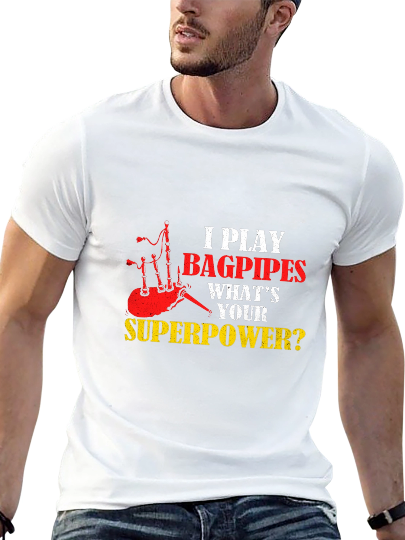 Bagpipes Superpower T-Shirt Funny Music Gift