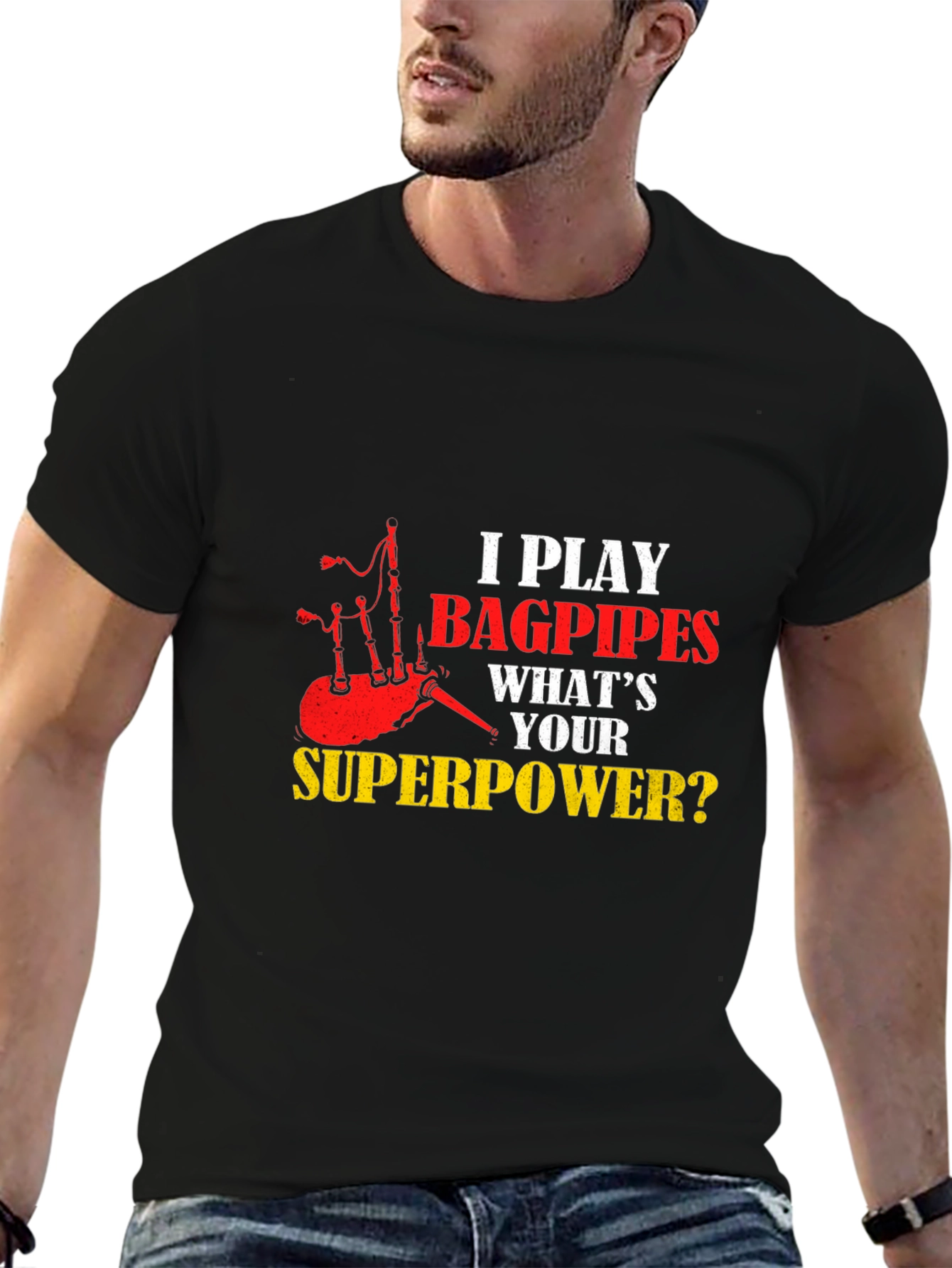 Bagpipes Superpower T-Shirt Funny Music Gift