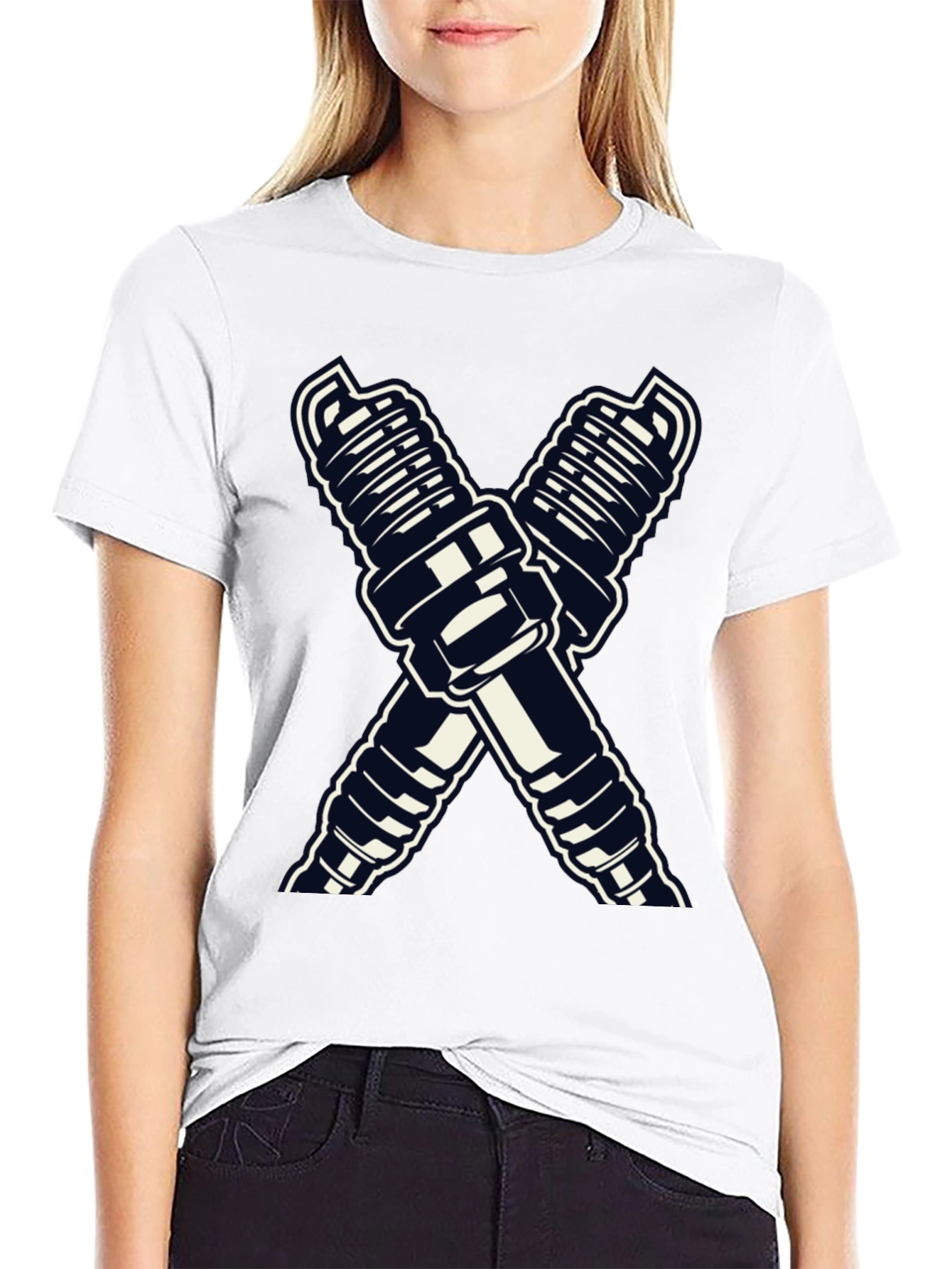 Spark Plug Cross T-Shirt - Auto Mechanic Tee
