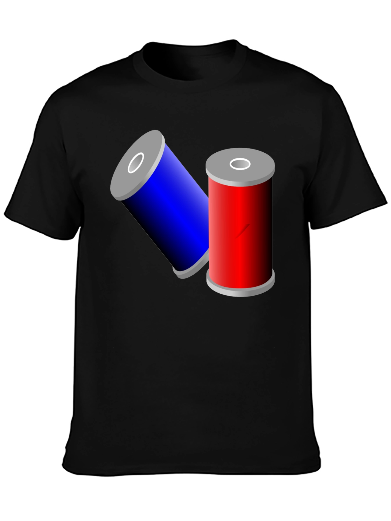 Novelty Black T-Shirt with Battery Design