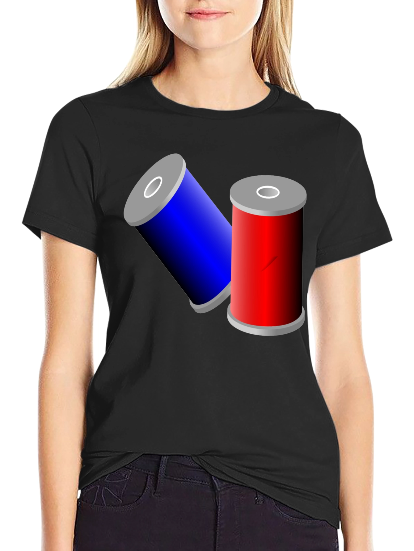 Novelty Black T-Shirt with Battery Design