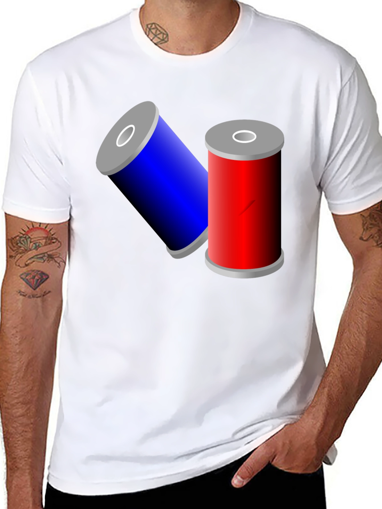 Novelty Black T-Shirt with Battery Design