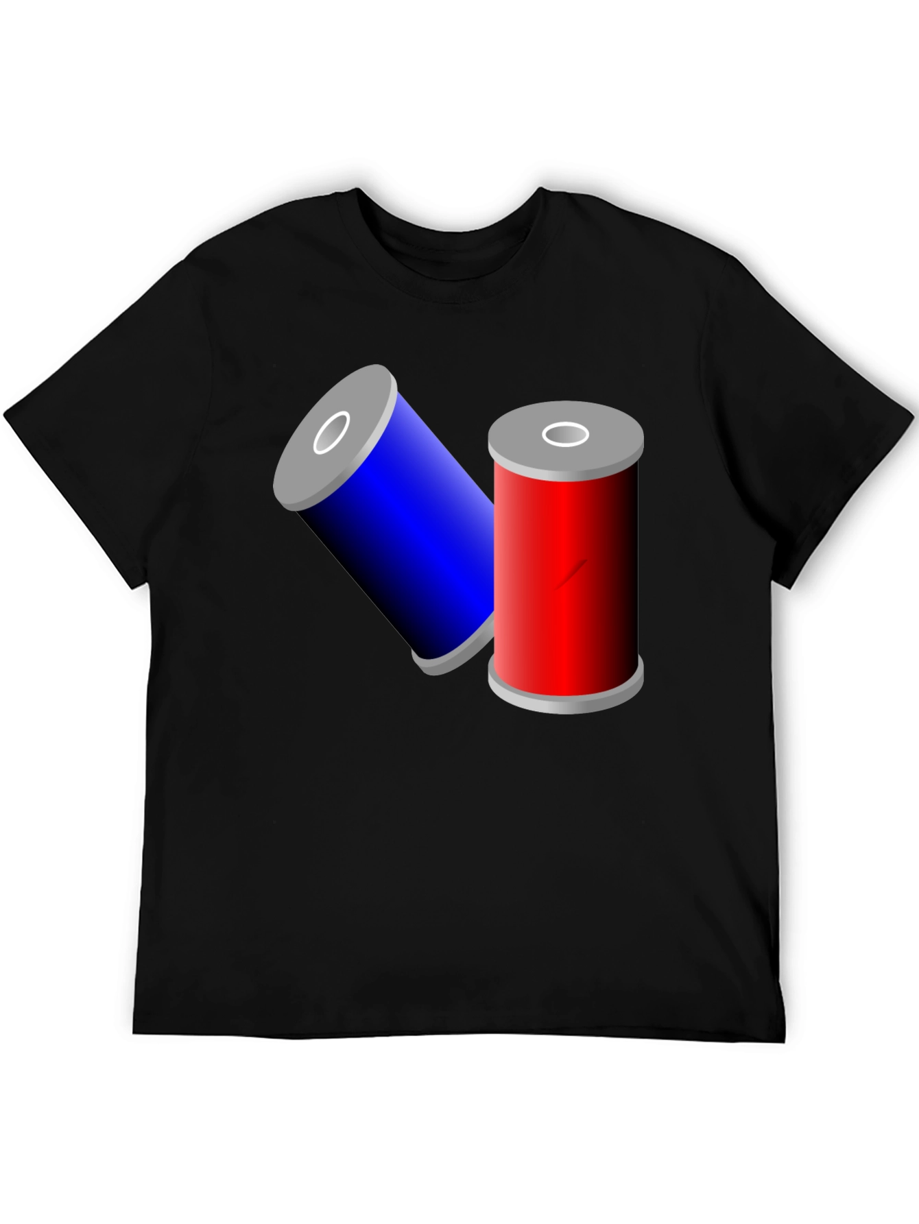 Novelty Black T-Shirt with Battery Design