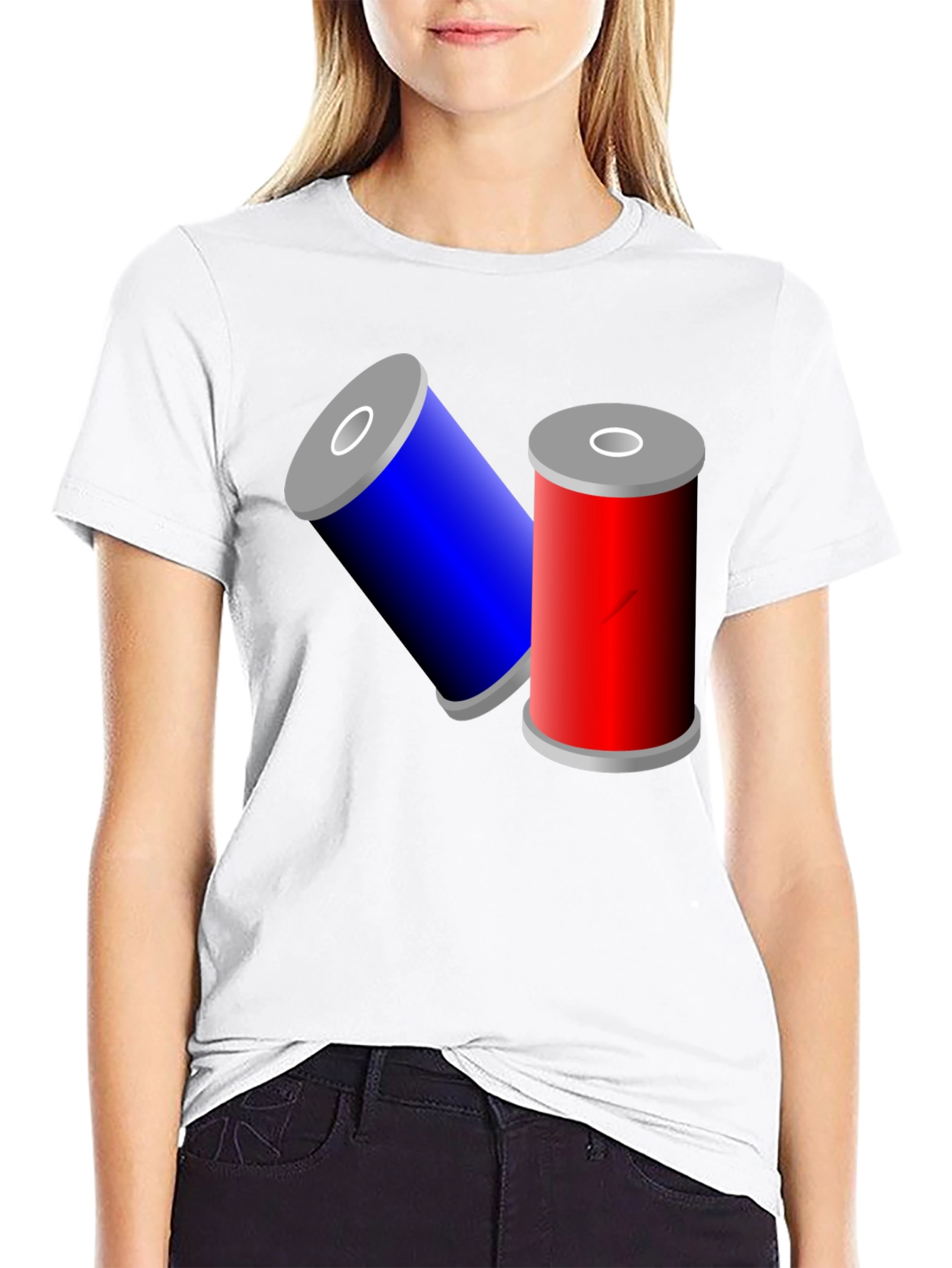 Novelty Black T-Shirt with Battery Design
