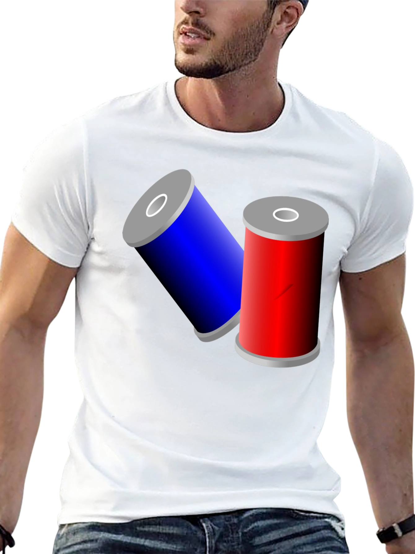 Novelty Black T-Shirt with Battery Design