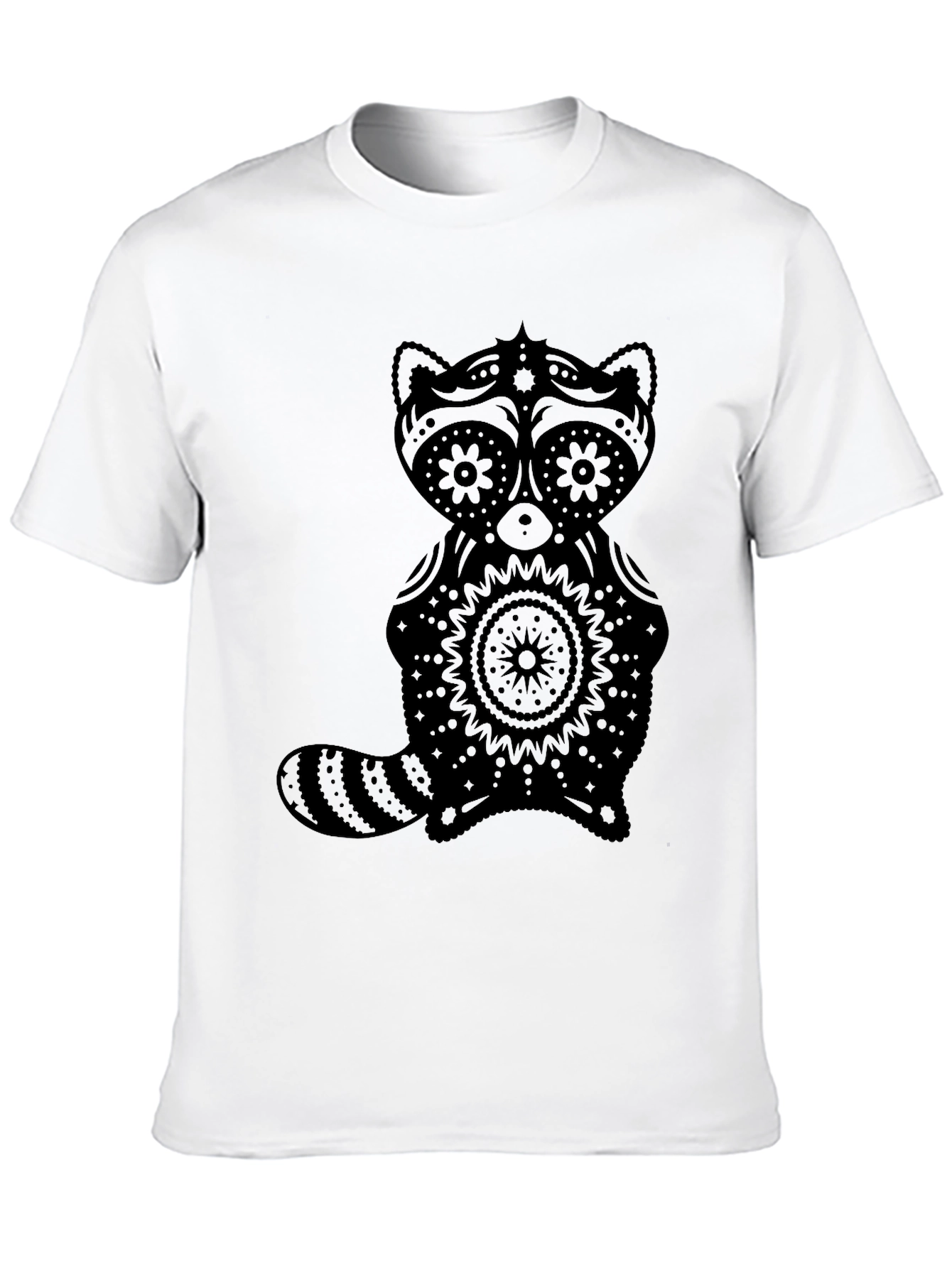 Sugar Skull Raccoon Graphic T-Shirt - Black