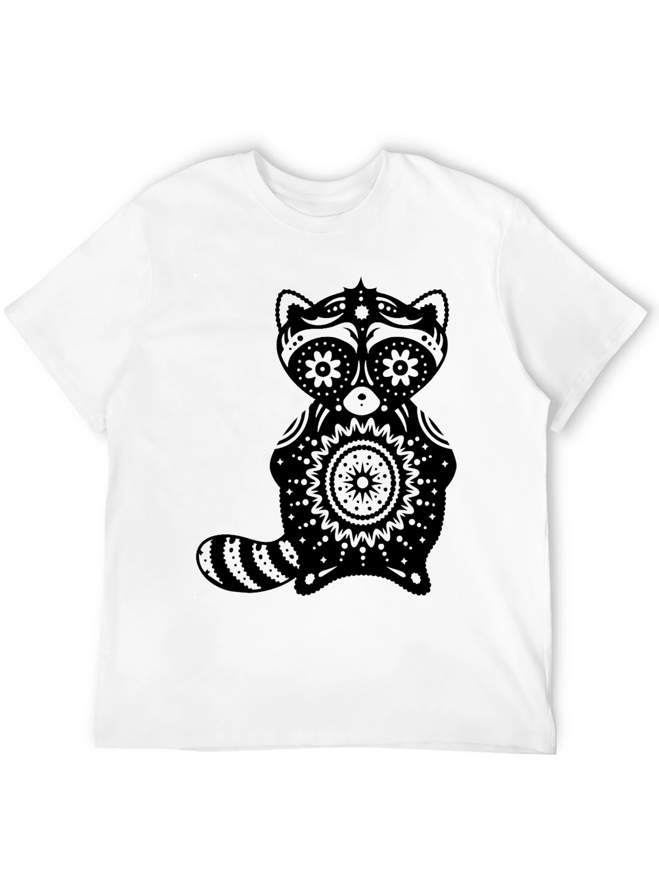Sugar Skull Raccoon Graphic T-Shirt - Black