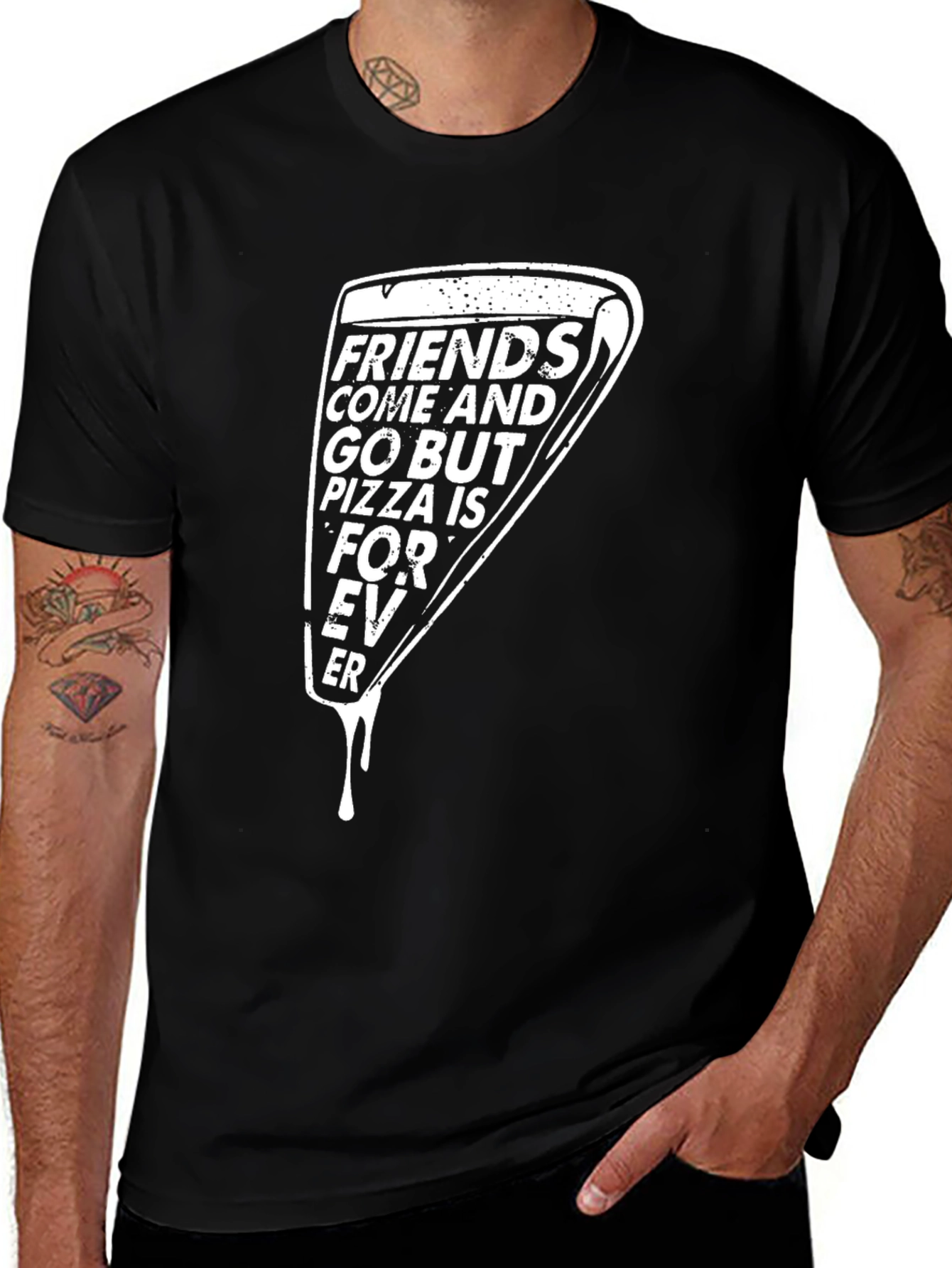 Pizza is Forever Black Graphic Tee
