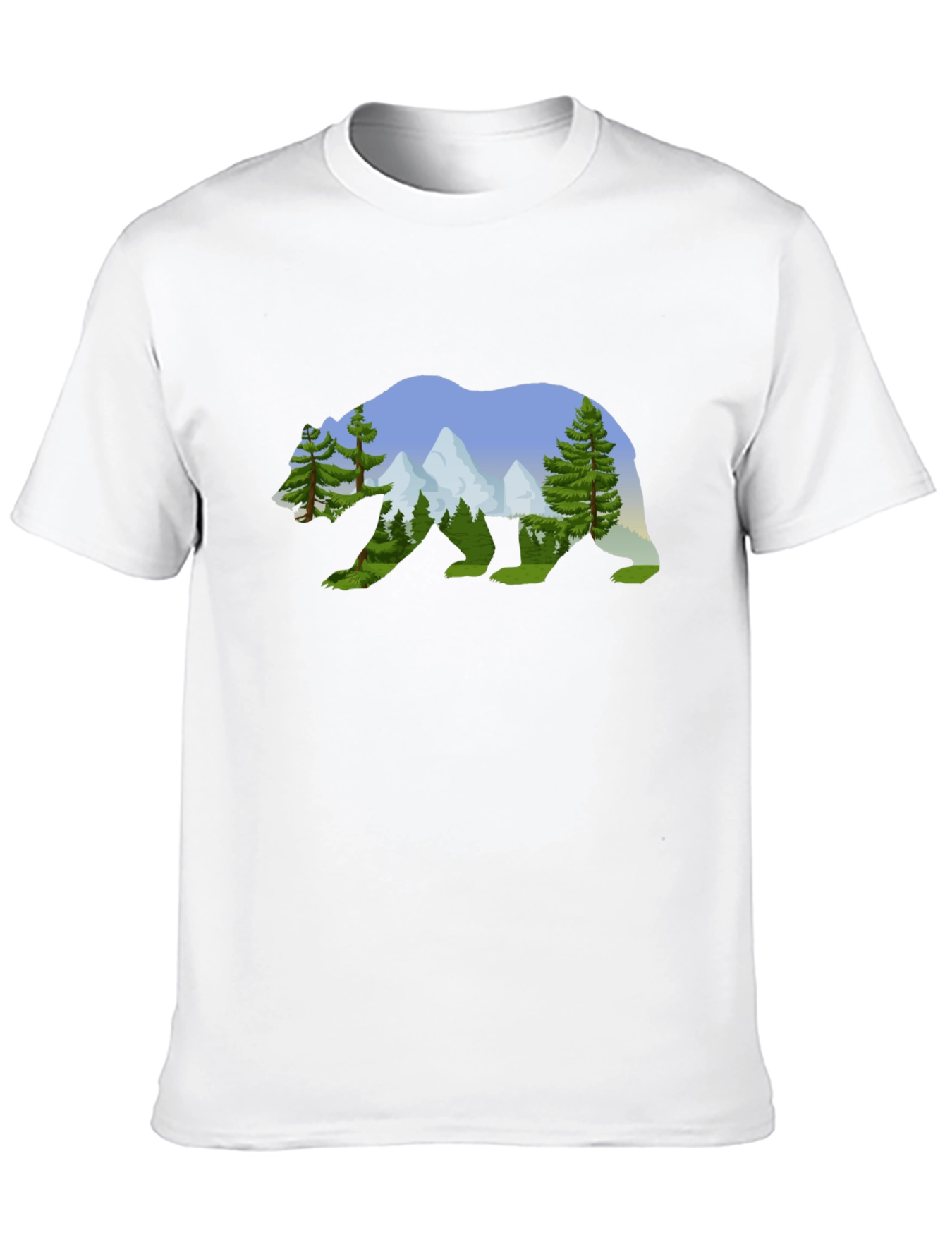 Nature Bear Graphic Tee - Black Cotton Shirt