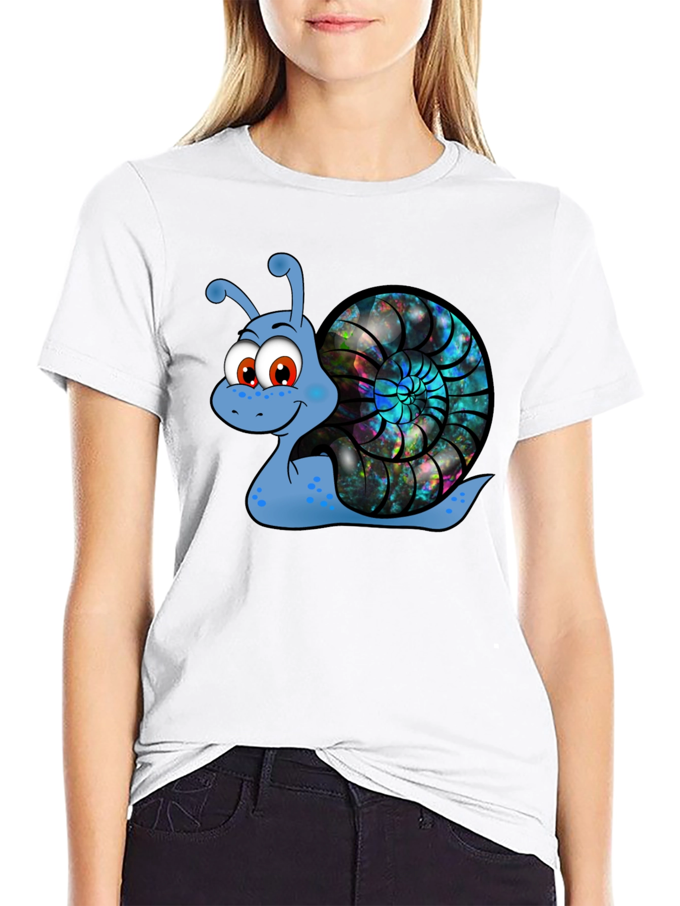 Cartoon Snail Graphic Tee - Black