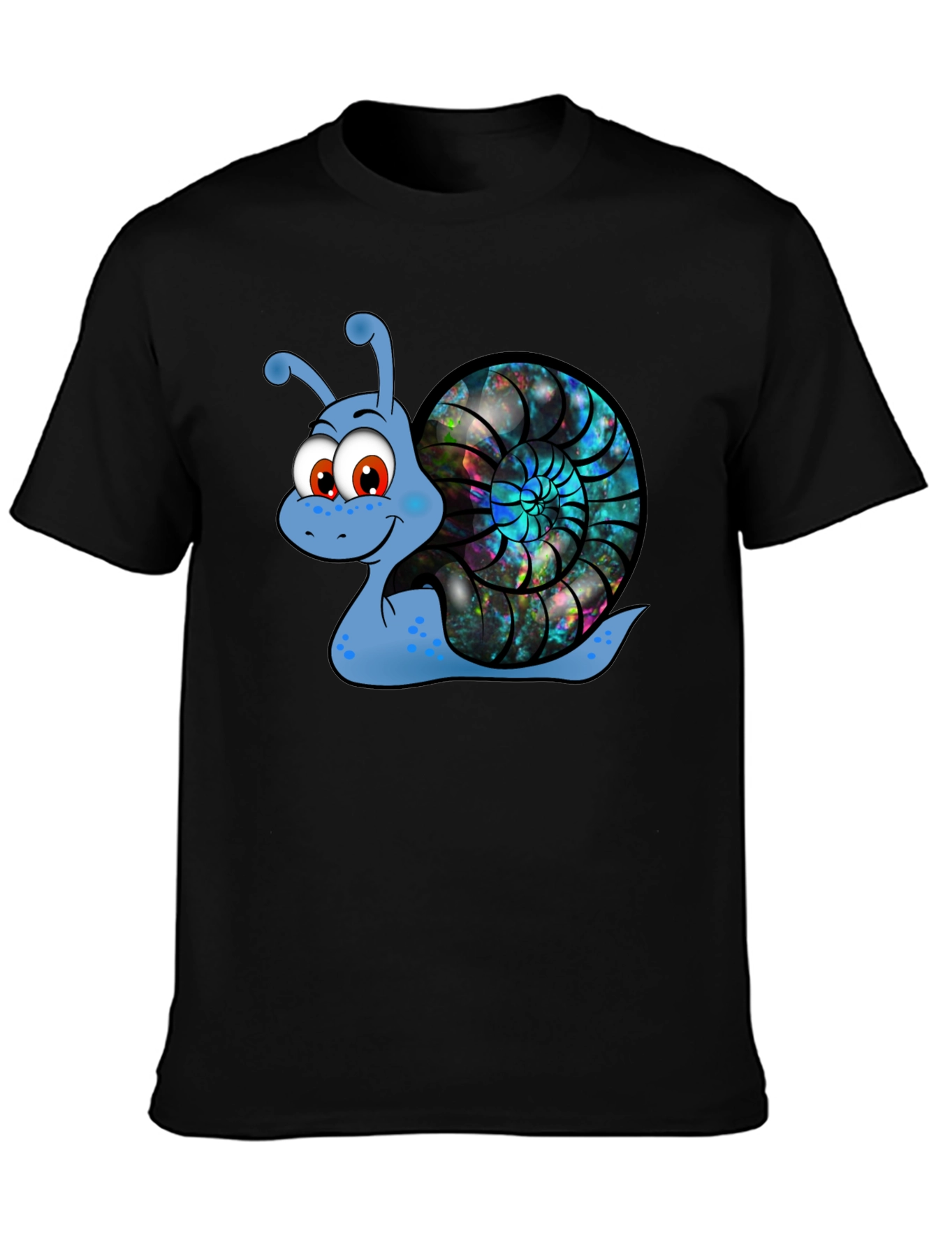 Cartoon Snail Graphic Tee - Black