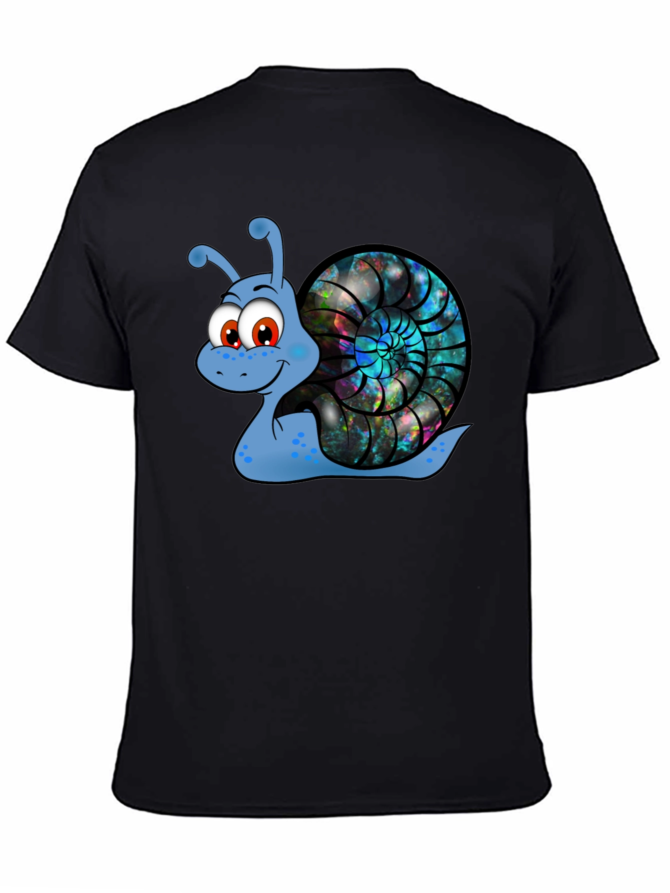 Cartoon Snail Graphic Tee - Black