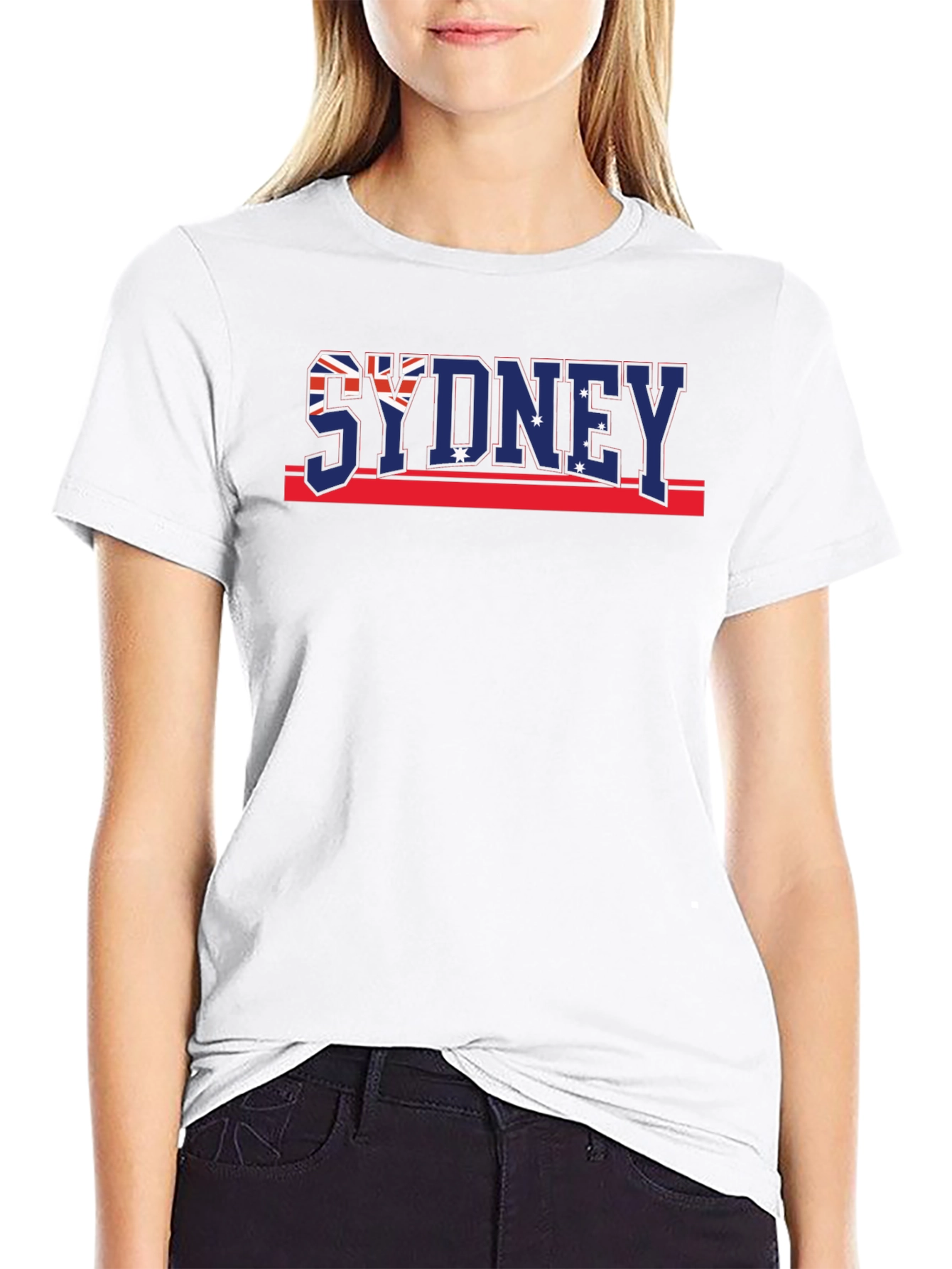 Sydney Australia Flag Graphic Black T-Shirt