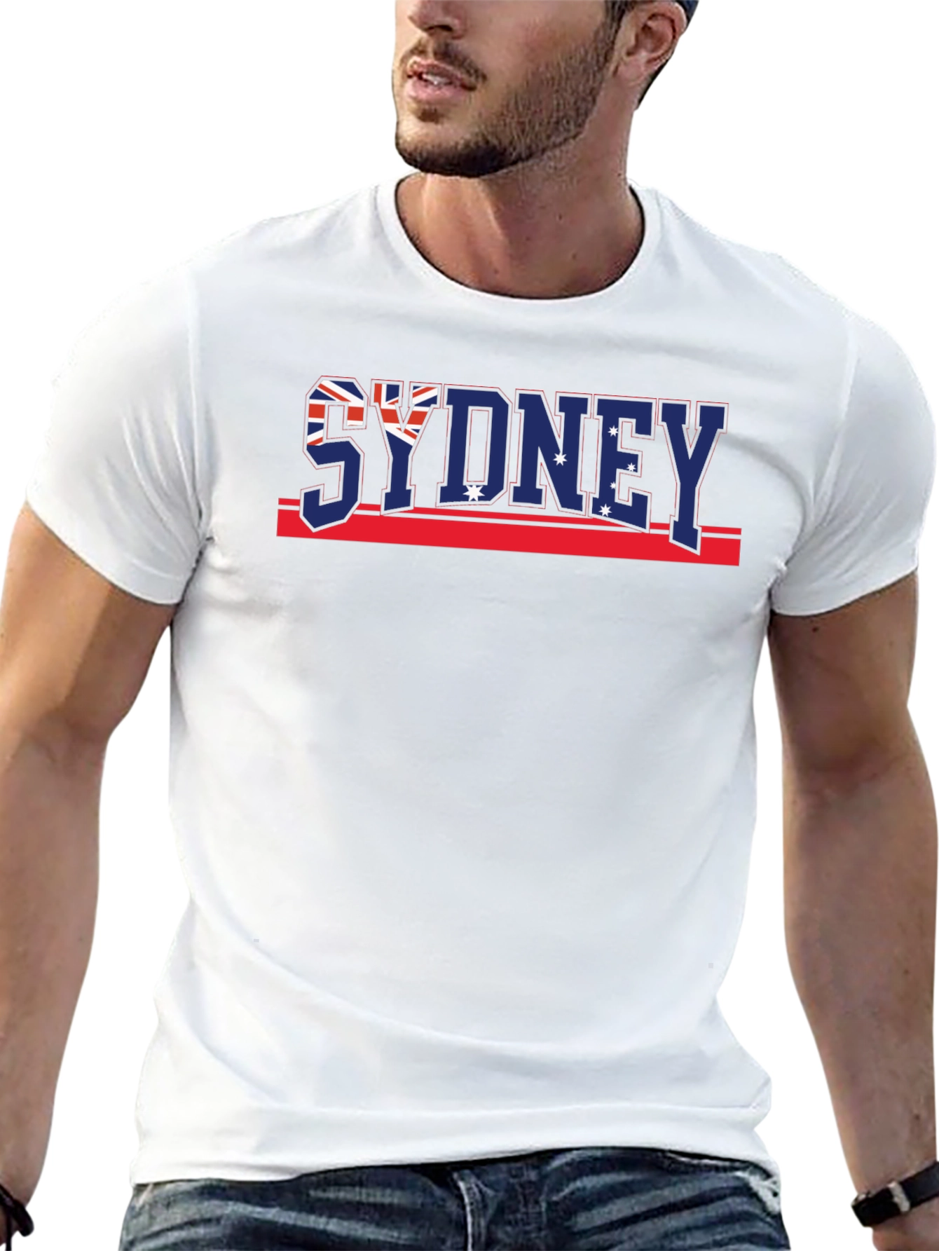 Sydney Australia Flag Graphic Black T-Shirt