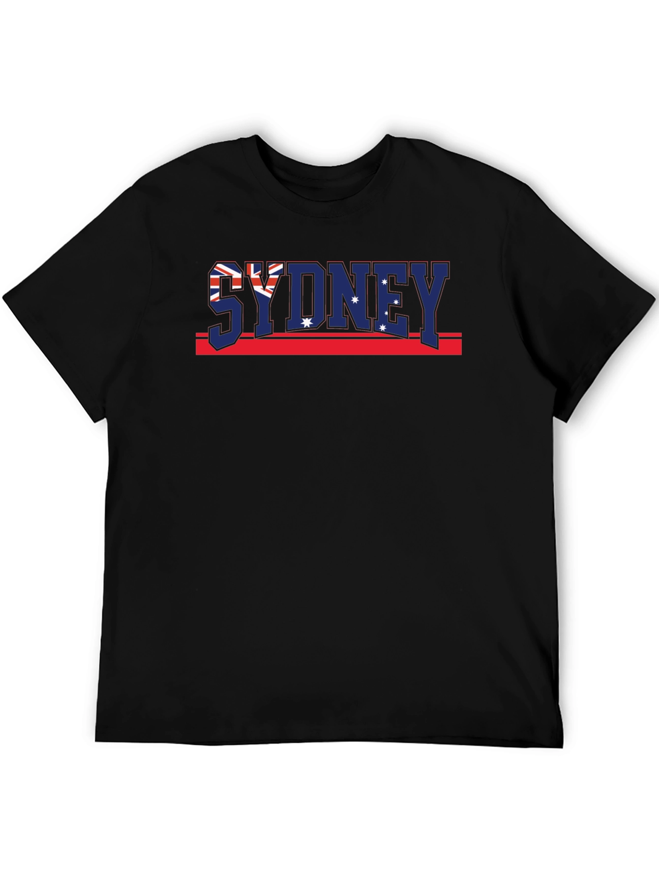 Sydney Australia Flag Graphic Black T-Shirt