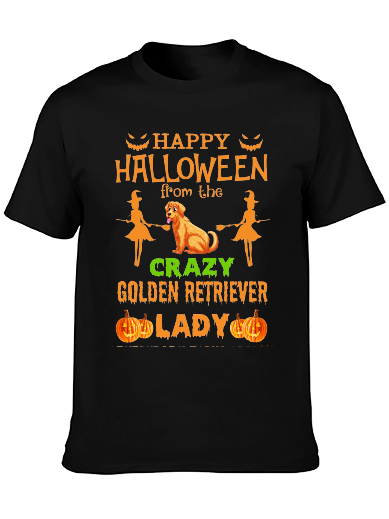 Halloween Golden Retriever Lady Graphic Tee