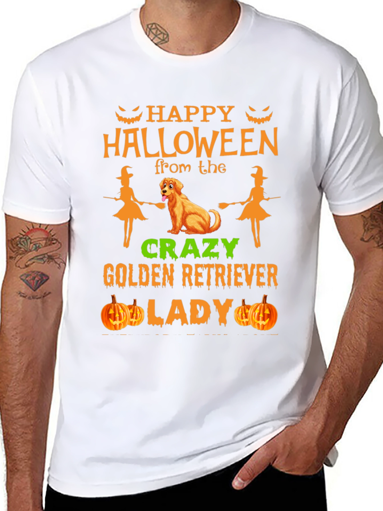 Halloween Golden Retriever Lady Graphic Tee
