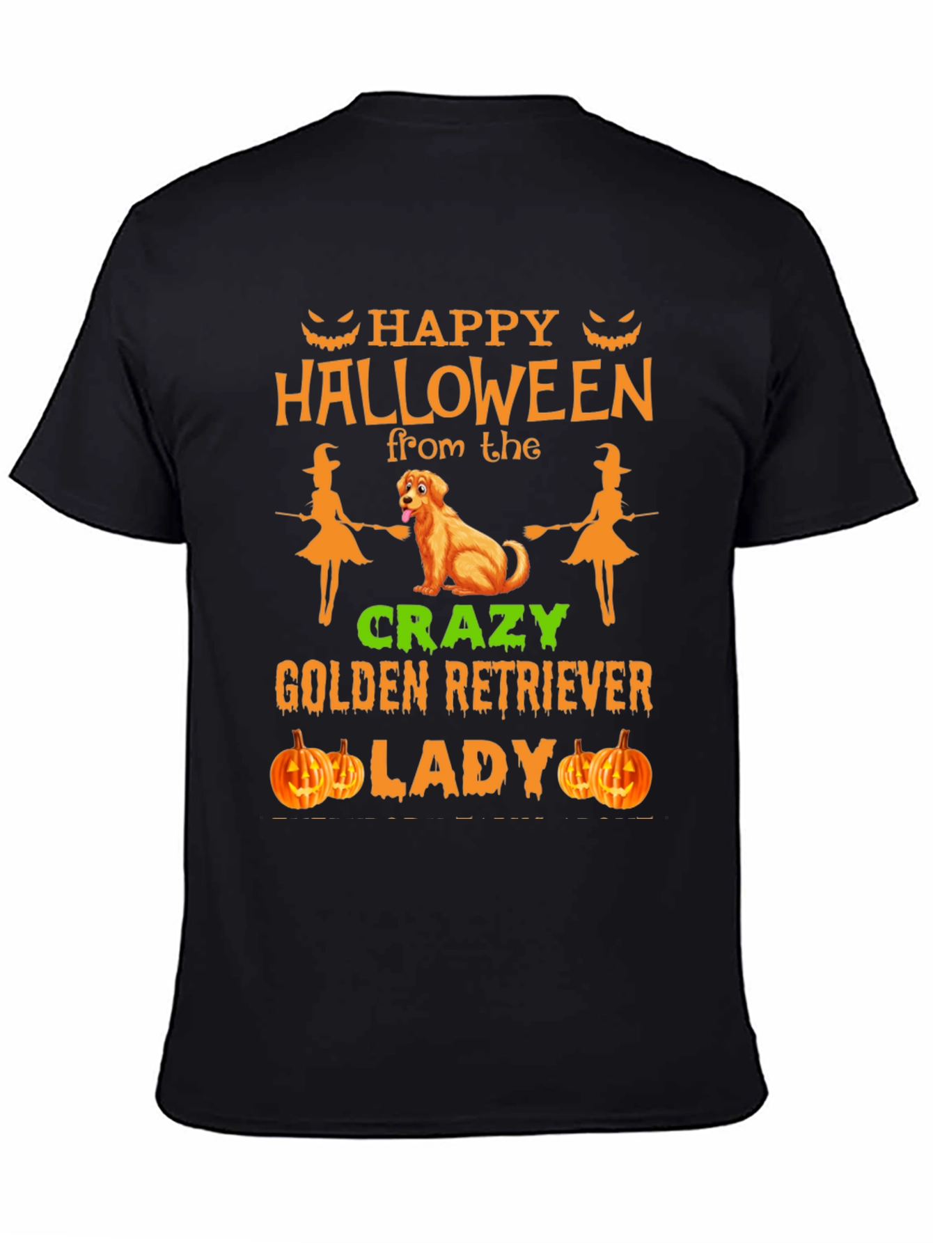 Halloween Golden Retriever Lady Graphic Tee