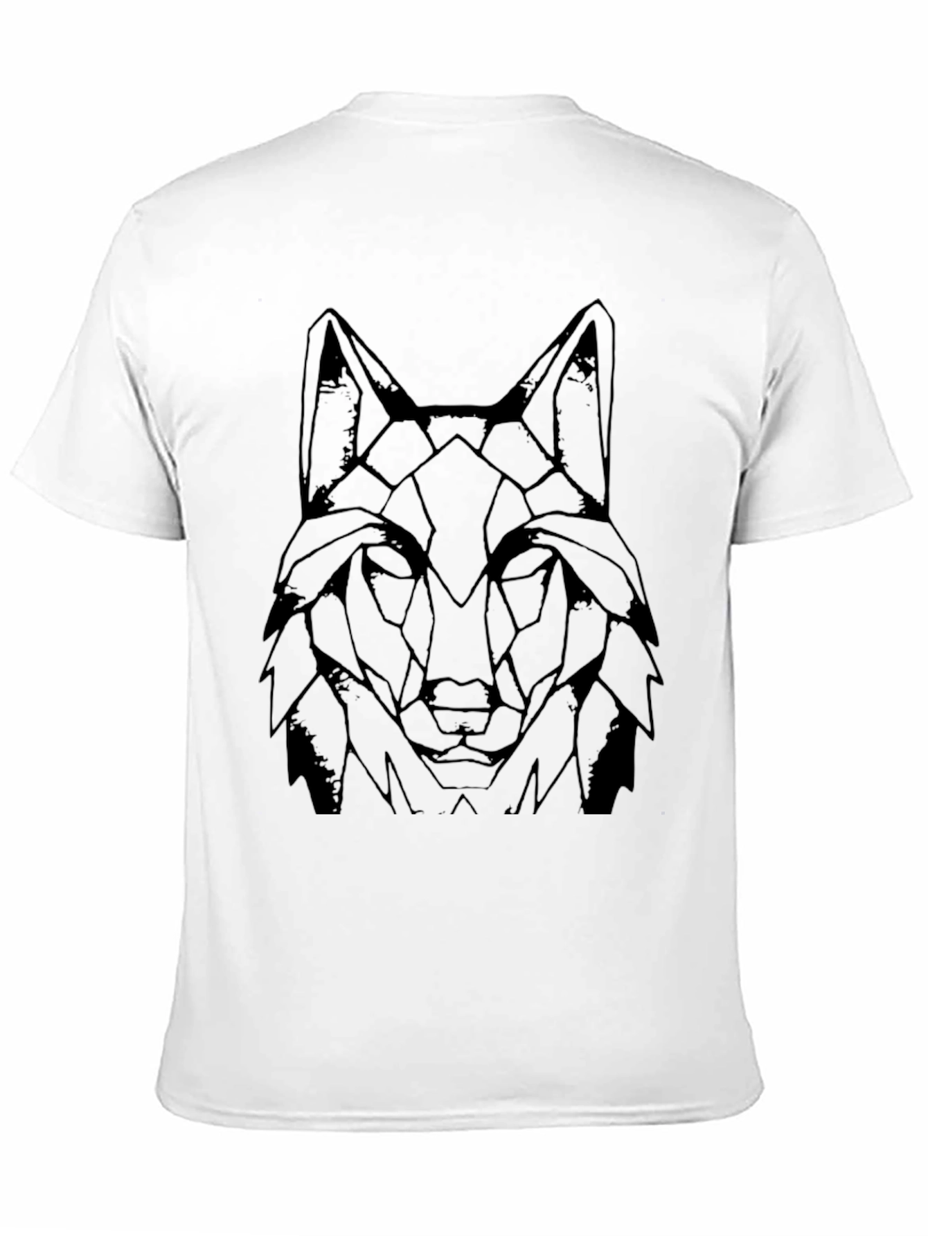 Geometric Wolf Graphic Print Tee - Modern Black T-Shirt