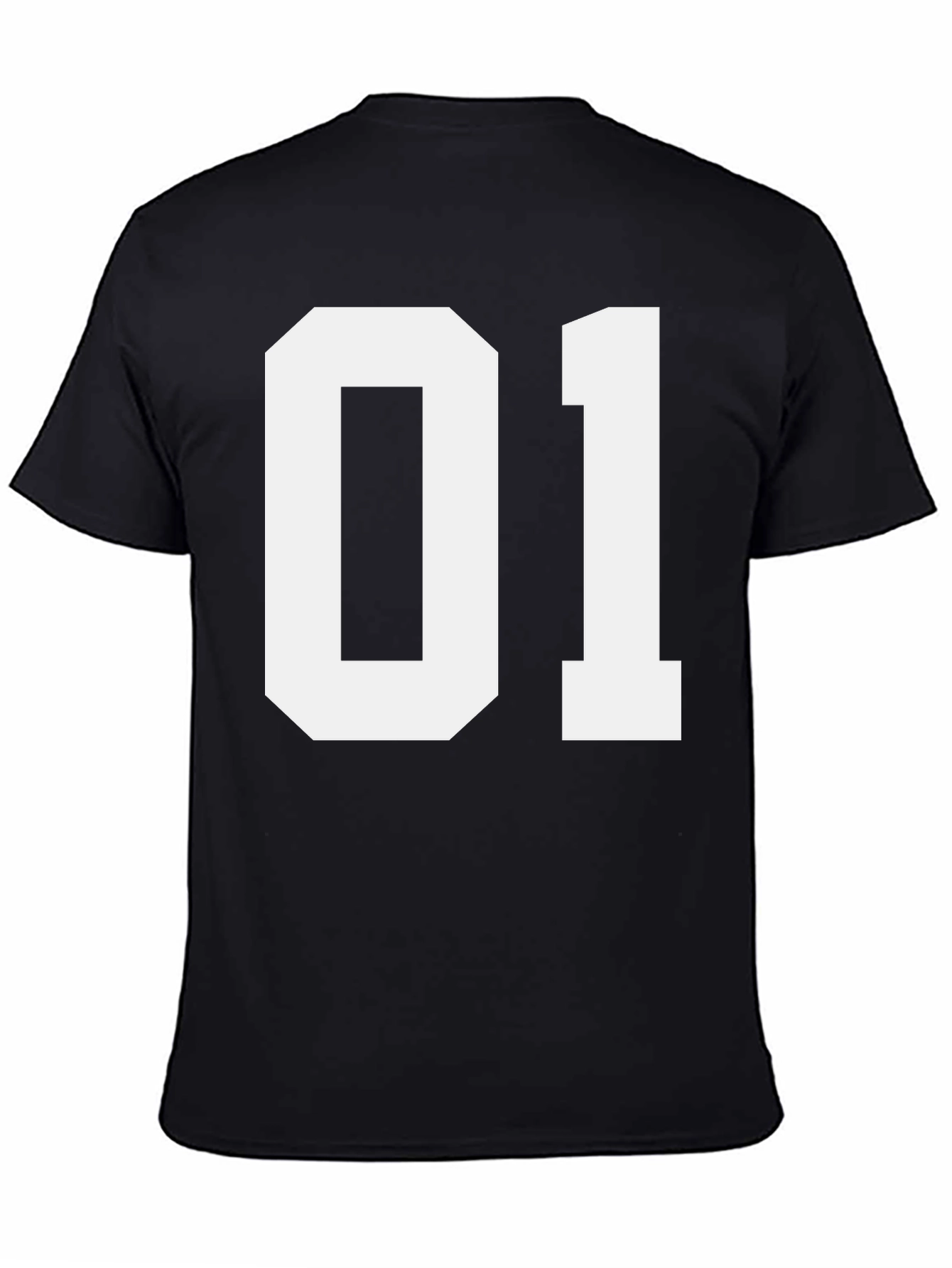 Black T-Shirt with White 01 Number Design