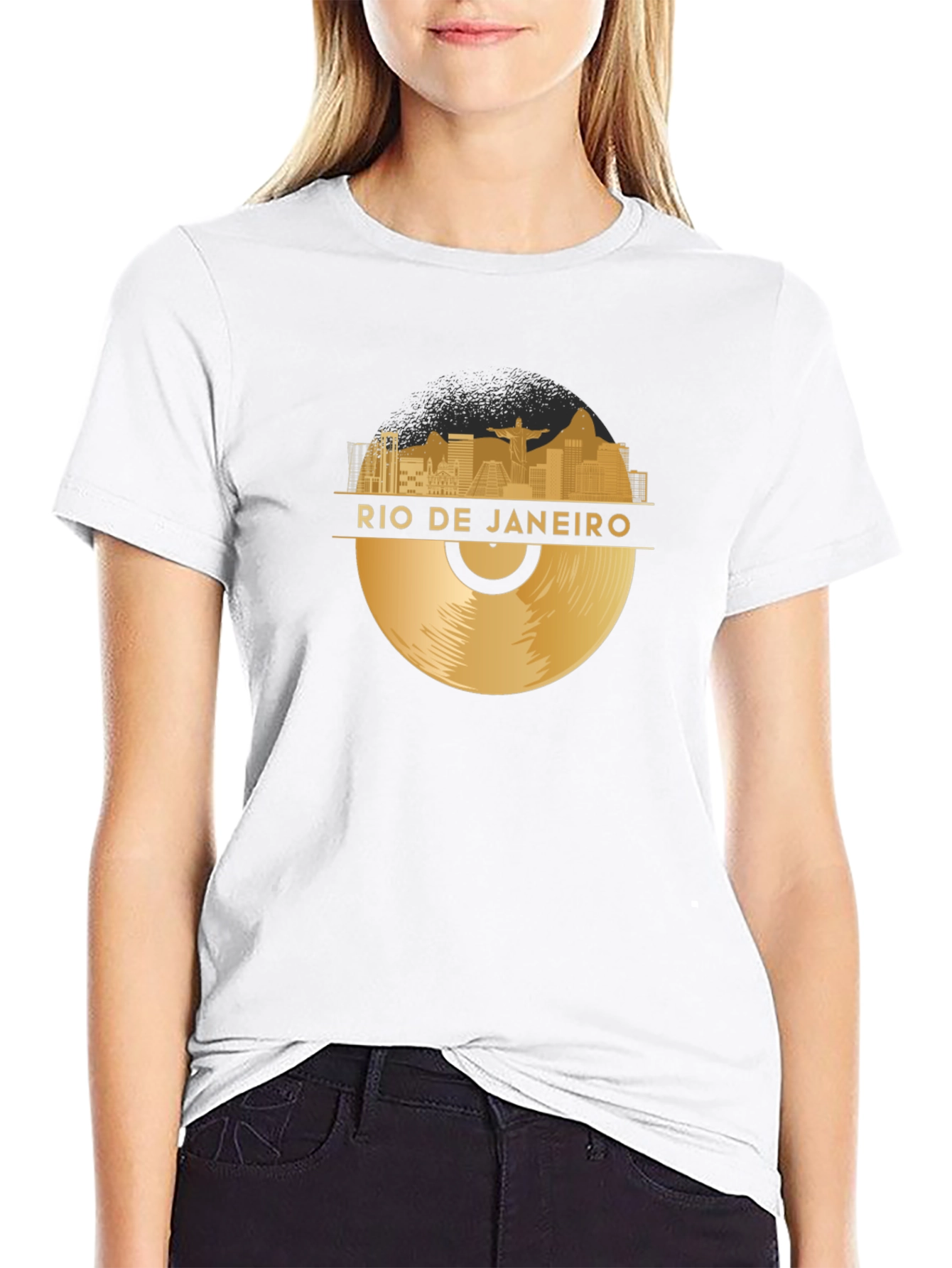 Rio de Janeiro Vinyl Graphic T-Shirt - Black