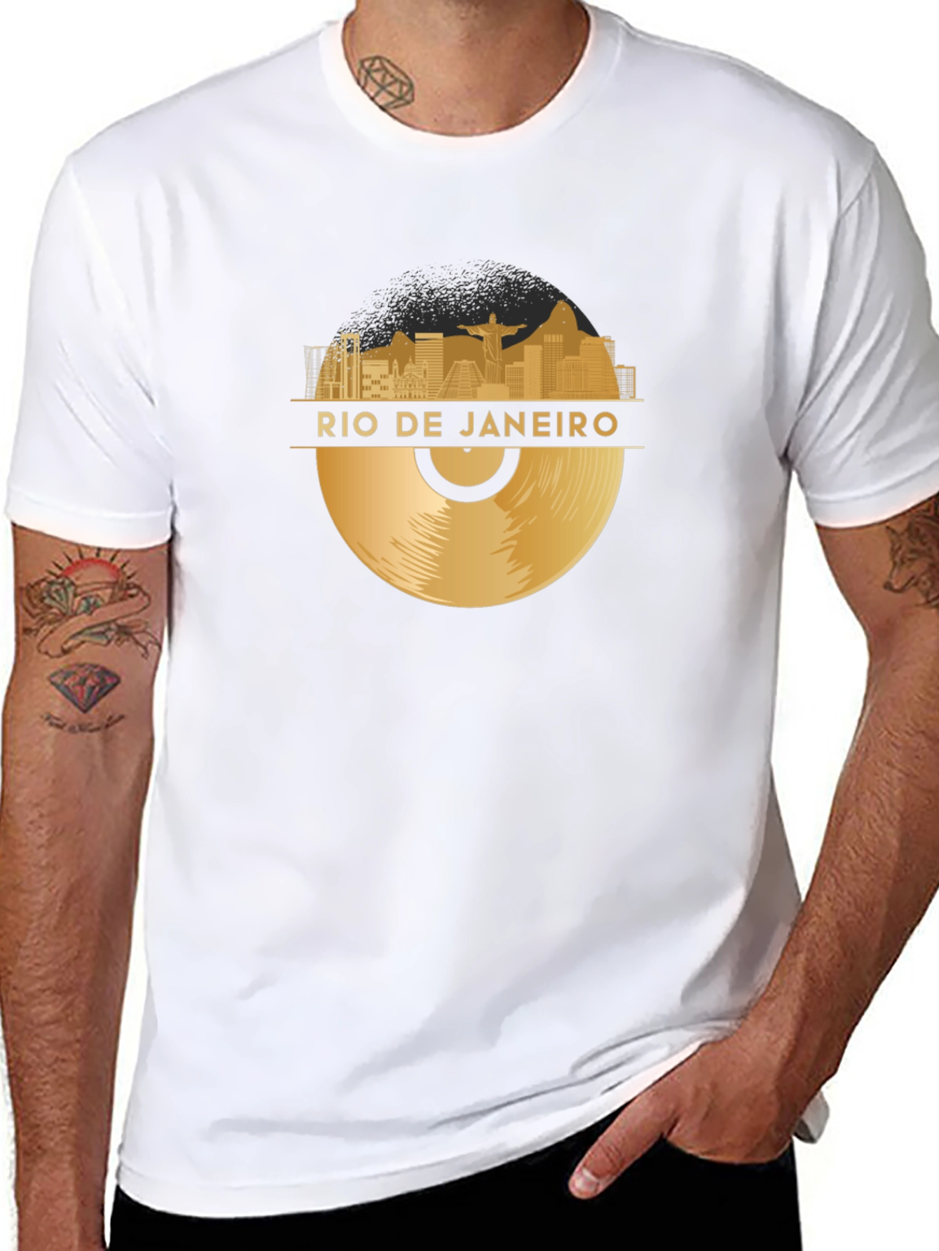 Rio de Janeiro Vinyl Graphic T-Shirt - Black