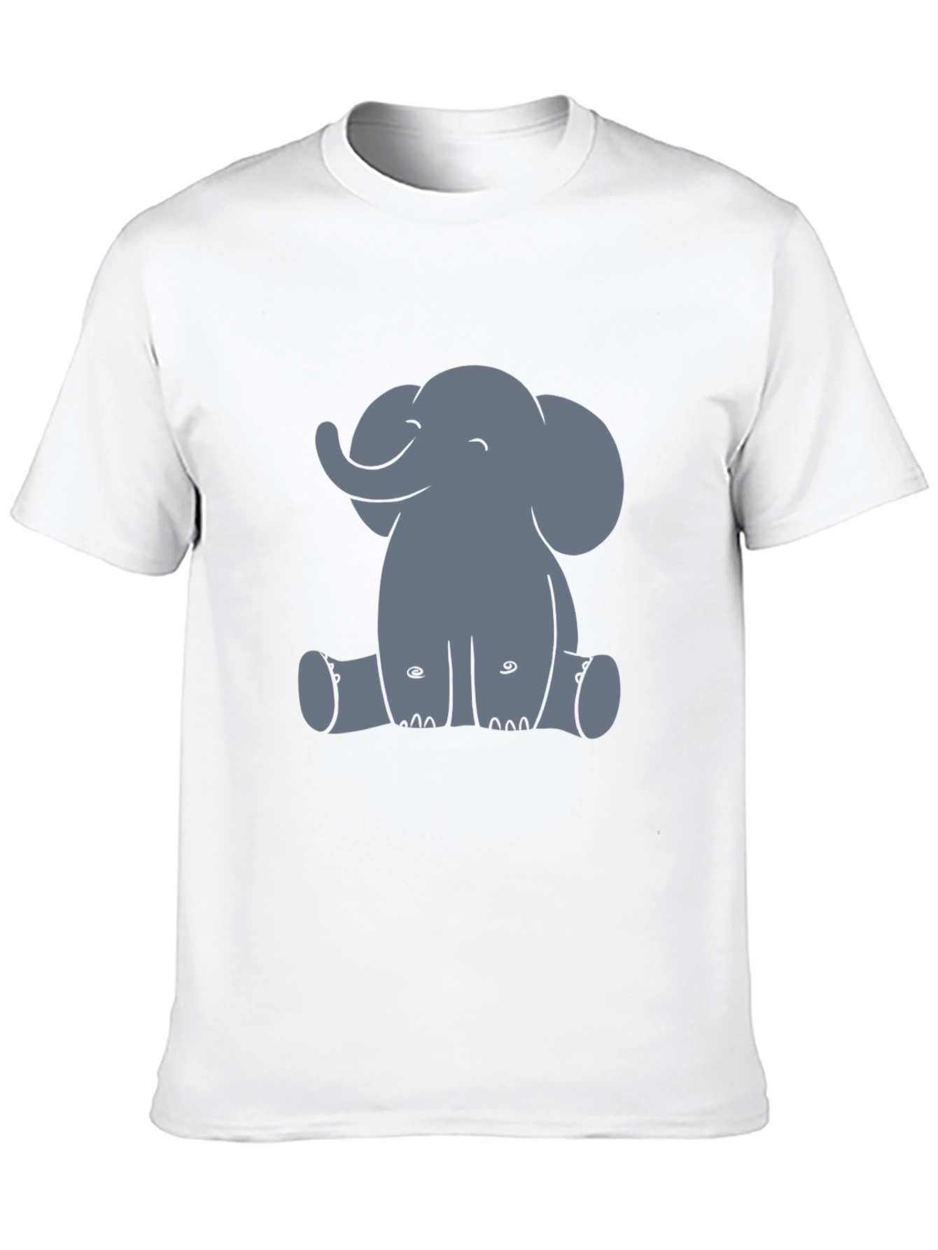 Cute Elephant Graphic Tee - Black Cotton T-Shirt
