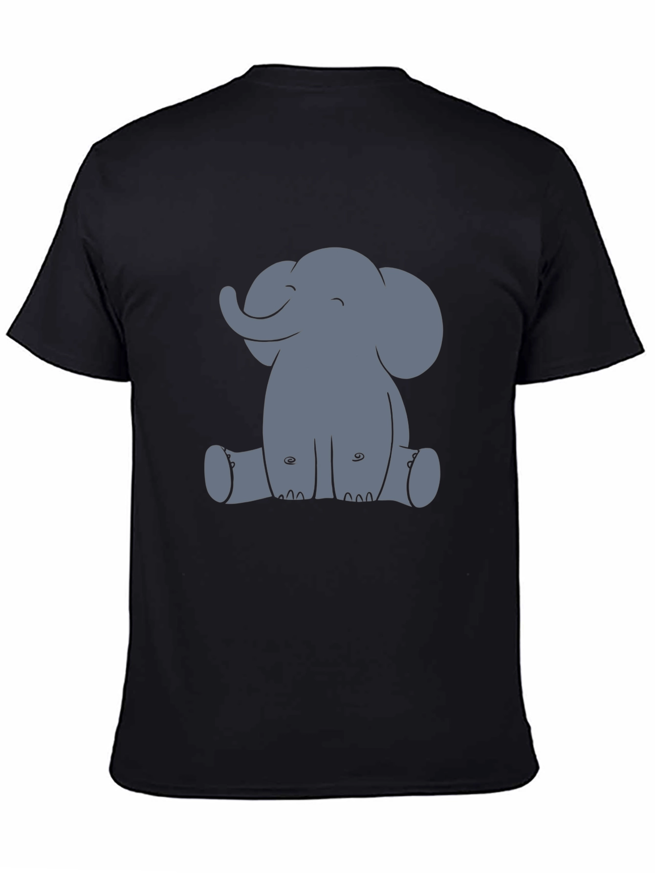 Cute Elephant Graphic Tee - Black Cotton T-Shirt