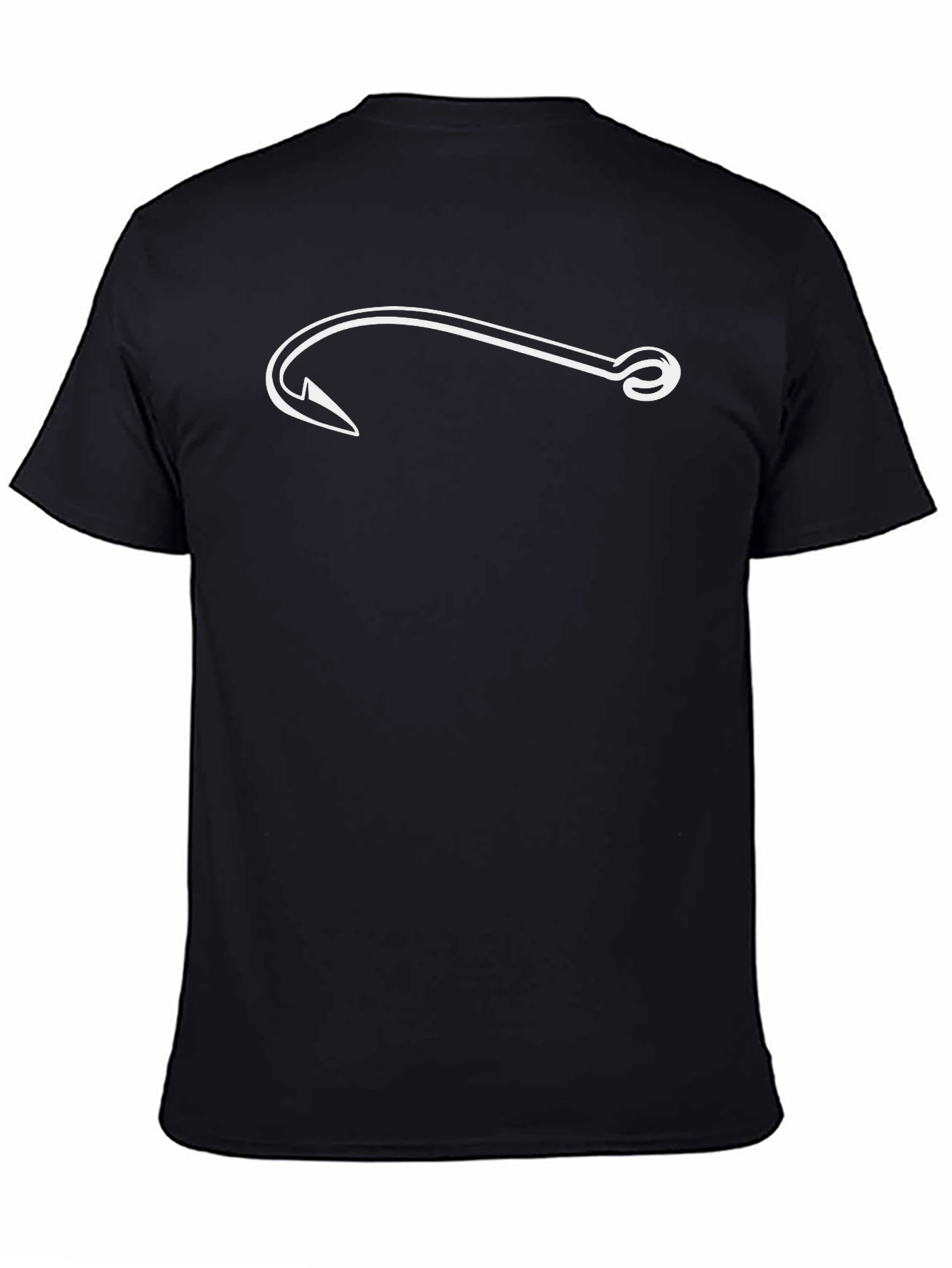 Fishing Hook Graphic T-Shirt - Casual Black Tee