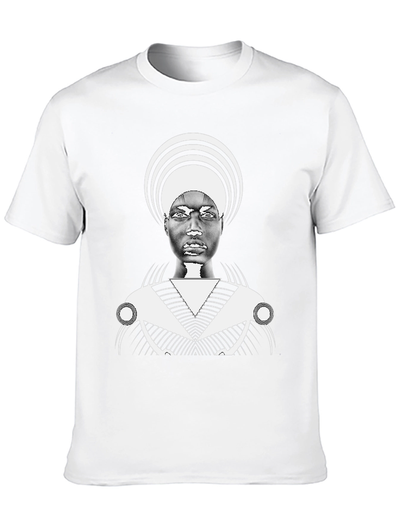 Graphic Black Tee with Bold Afro-Futuristic Design