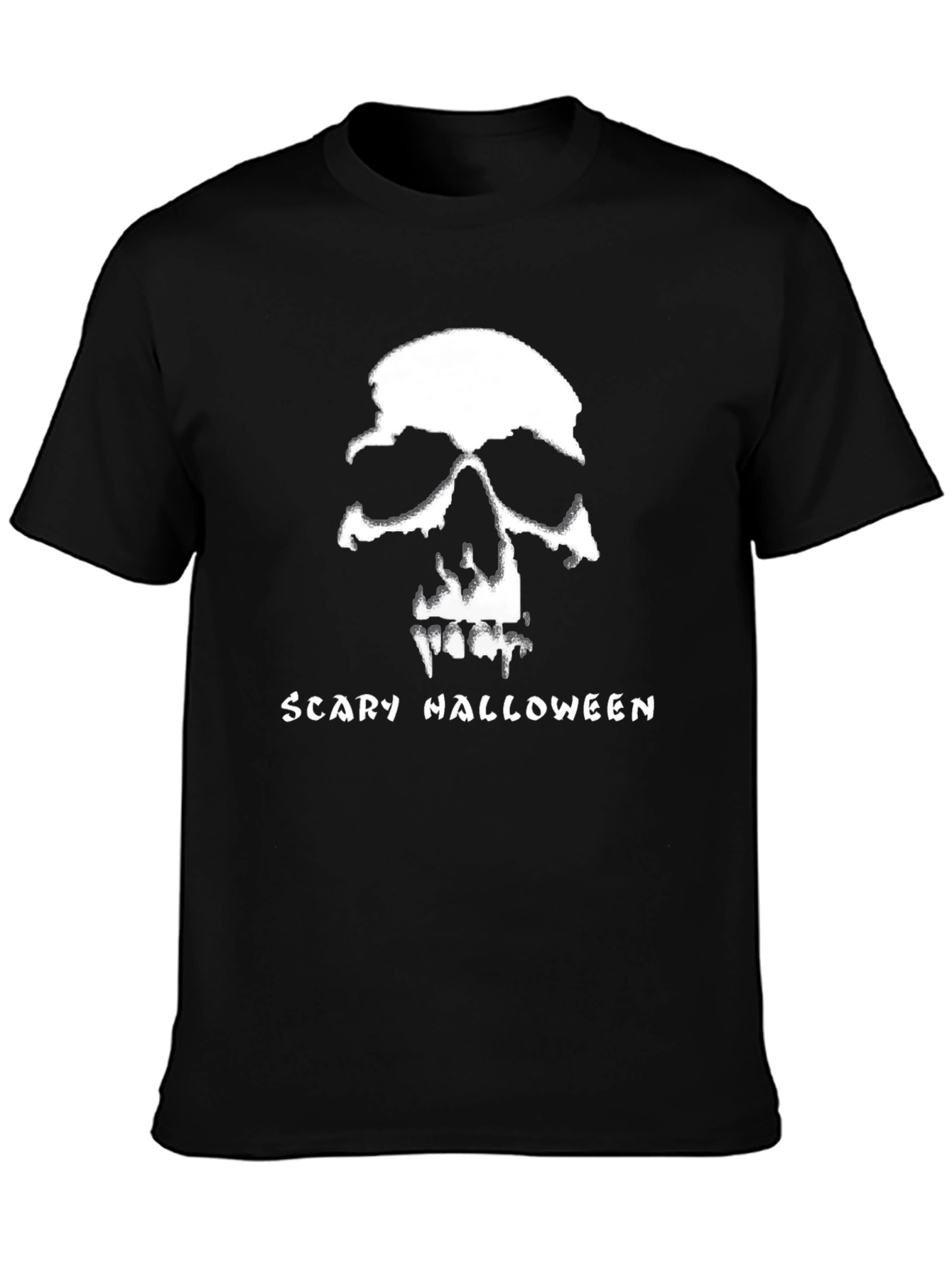 Scary Halloween Skull Graphic Tee - Black