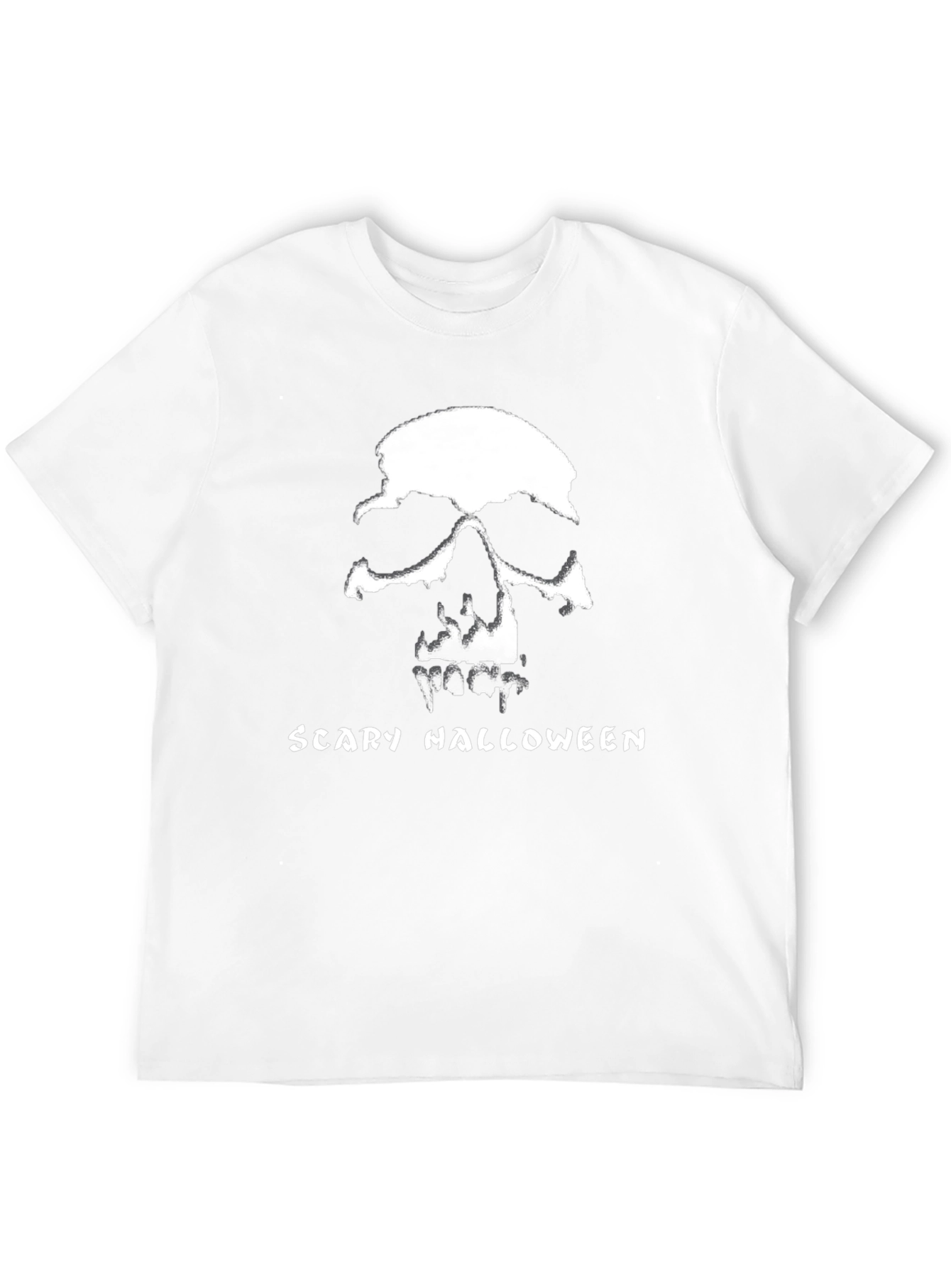 Scary Halloween Skull Graphic Tee - Black