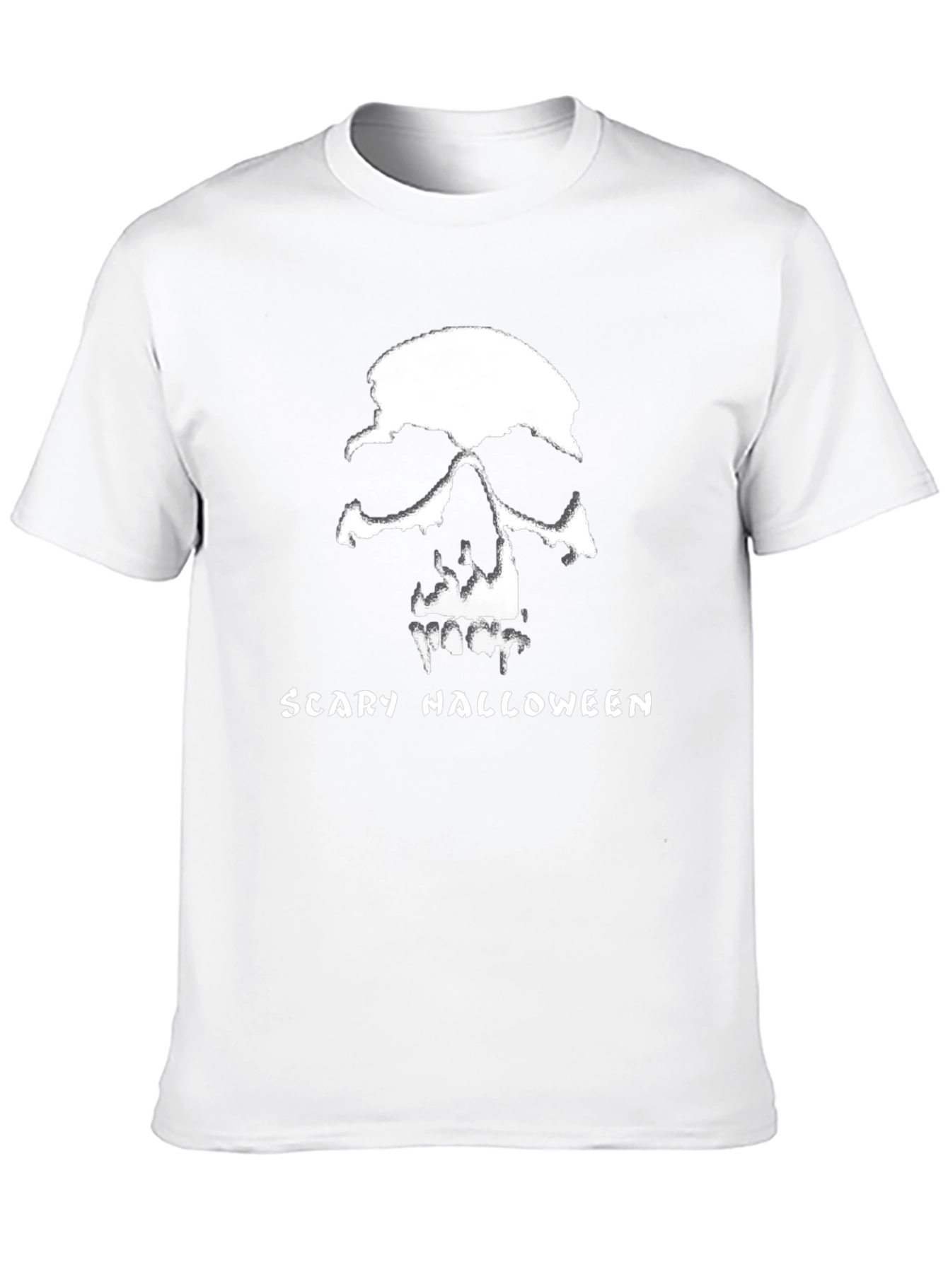 Scary Halloween Skull Graphic Tee - Black