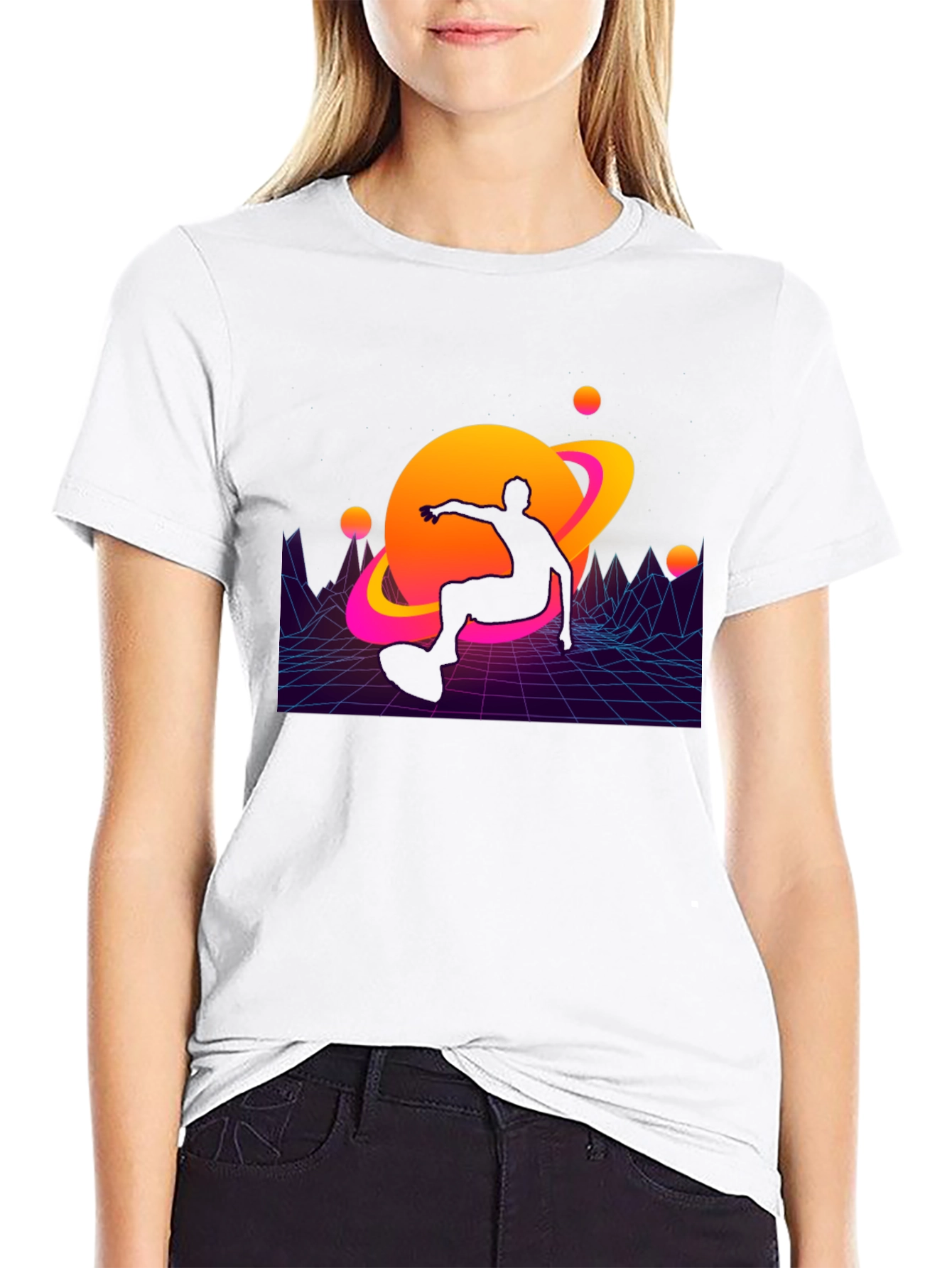 Retro Space Skater T-Shirt - Black Graphic Tee