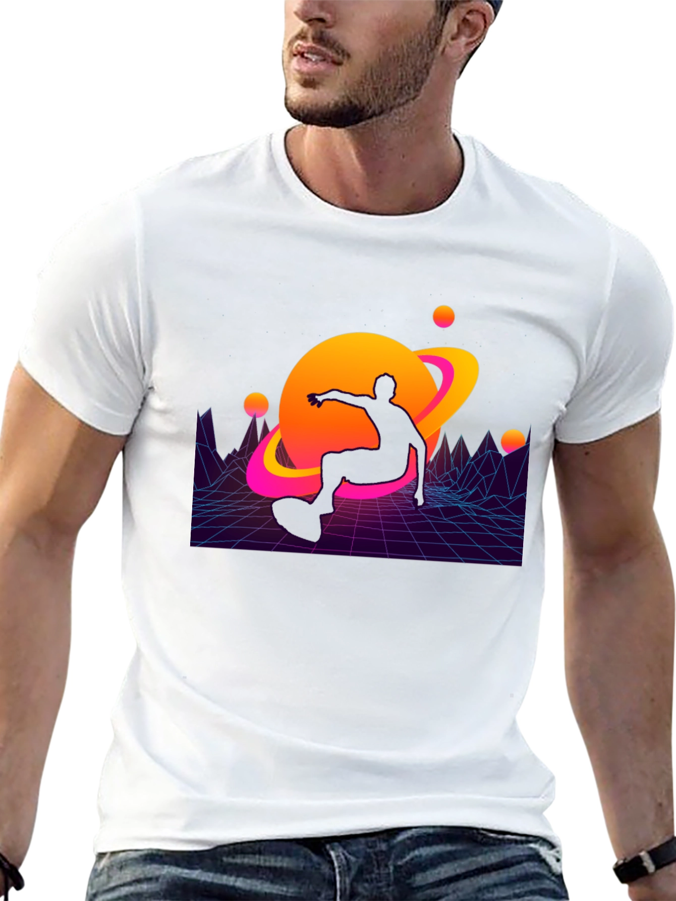 Retro Space Skater T-Shirt - Black Graphic Tee
