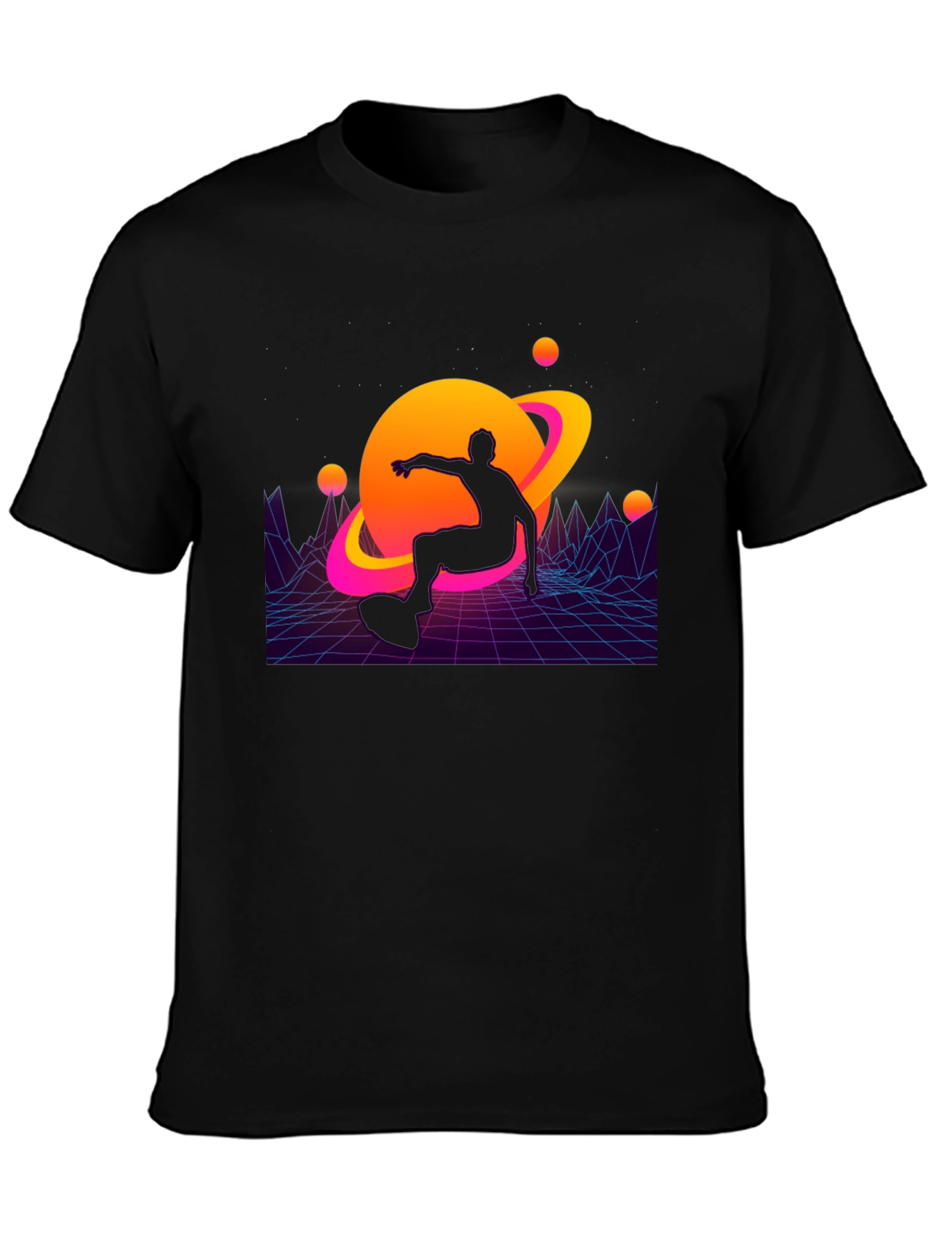 Retro Space Skater T-Shirt - Black Graphic Tee