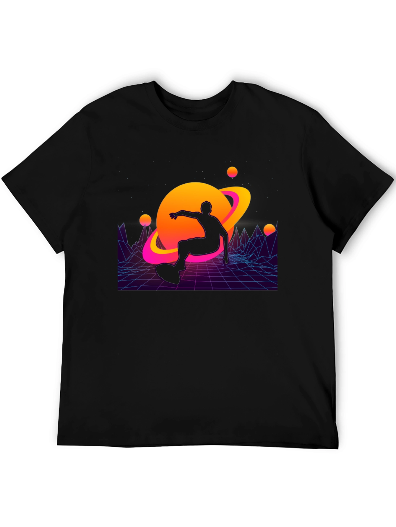 Retro Space Skater T-Shirt - Black Graphic Tee