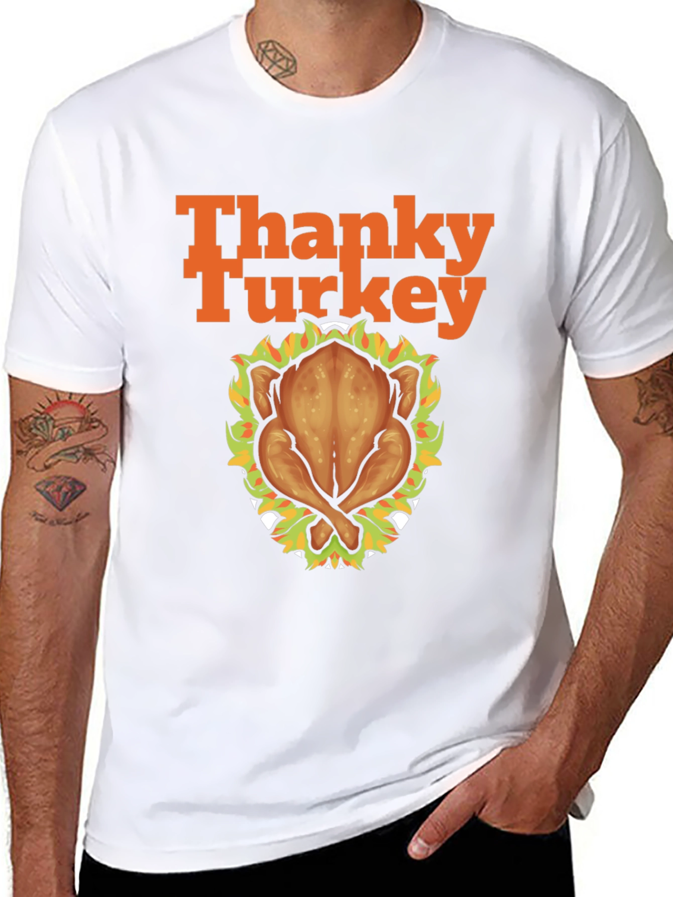 Thanky Turkey Thanksgiving T-Shirt - Roasted Turkey Graphic Tee