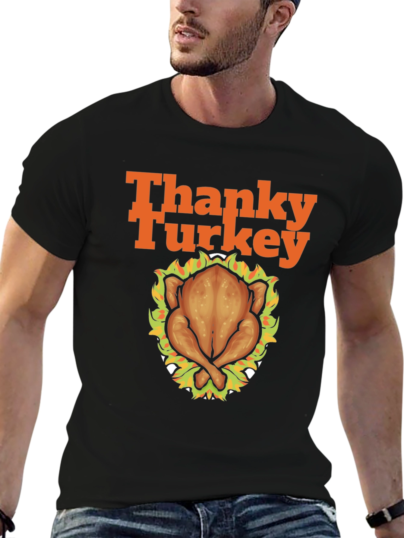 Thanky Turkey Thanksgiving T-Shirt - Roasted Turkey Graphic Tee