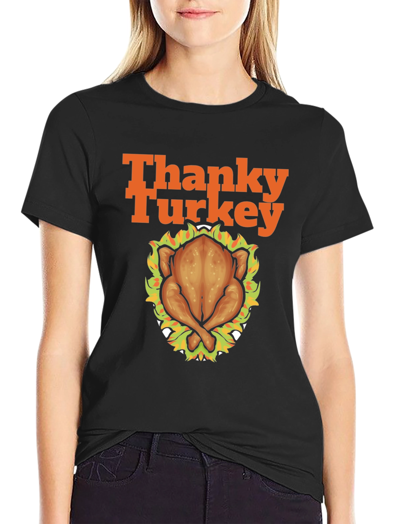Thanky Turkey Thanksgiving T-Shirt - Roasted Turkey Graphic Tee