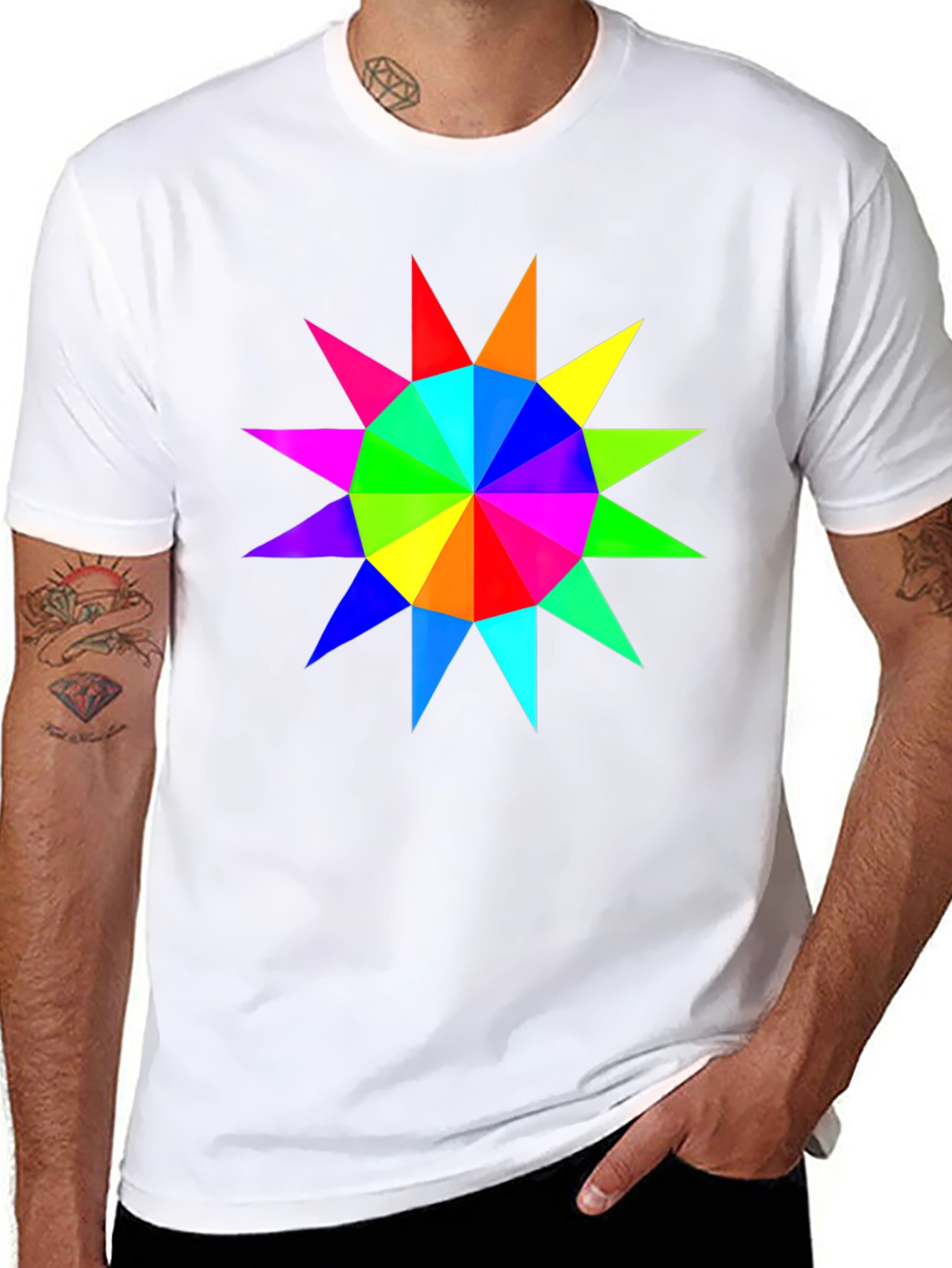 Rainbow Starburst Graphic Black T-Shirt