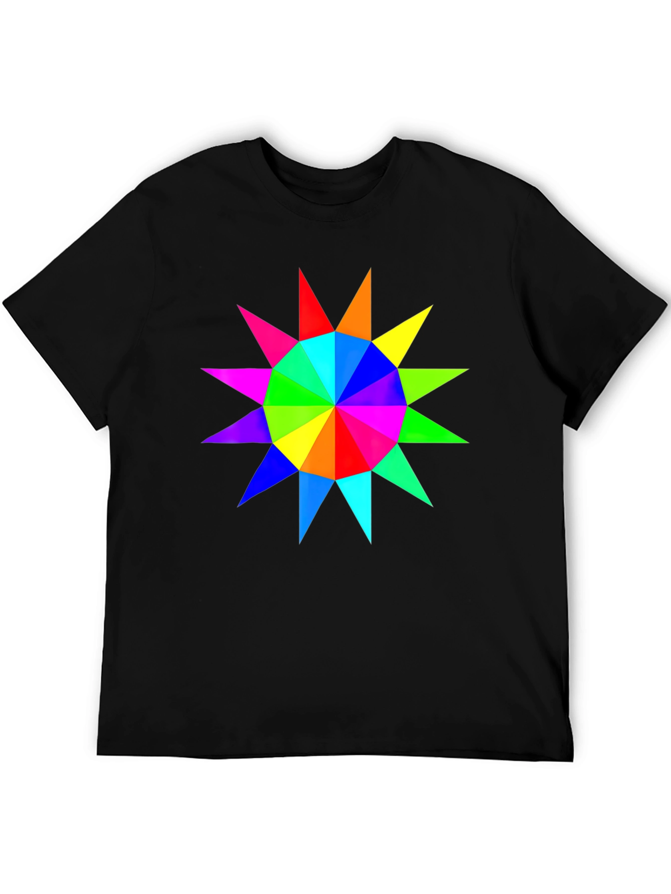 Rainbow Starburst Graphic Black T-Shirt