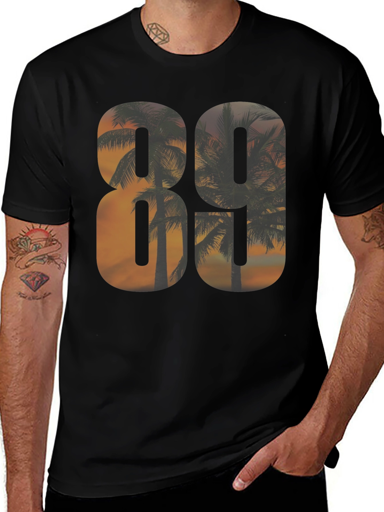 80s Sunset Palm Tree Graphic T-Shirt