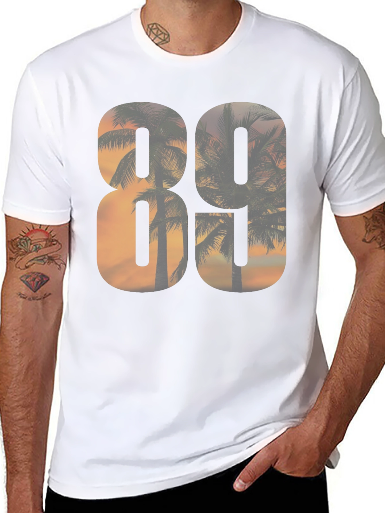 80s Sunset Palm Tree Graphic T-Shirt