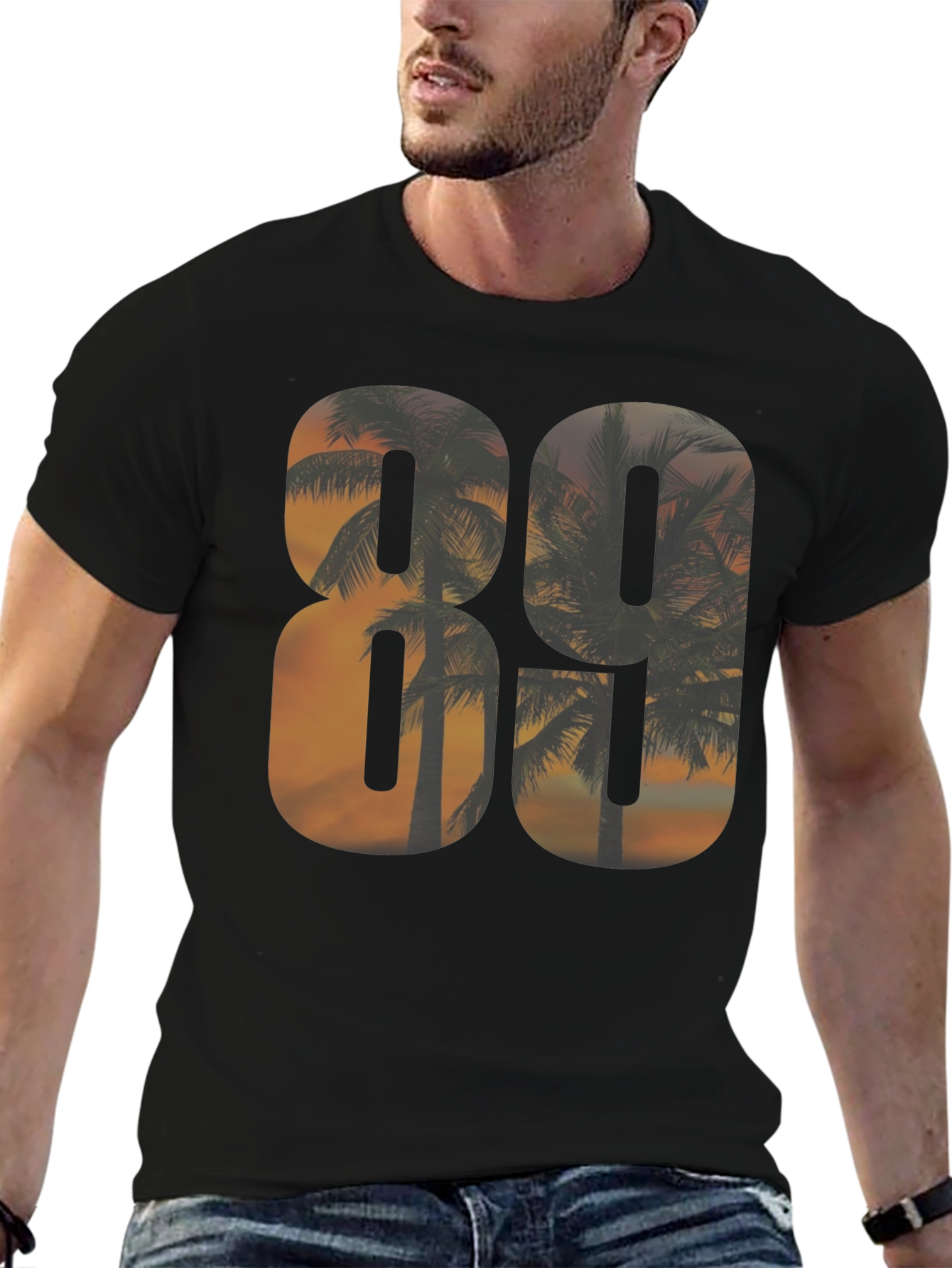 80s Sunset Palm Tree Graphic T-Shirt